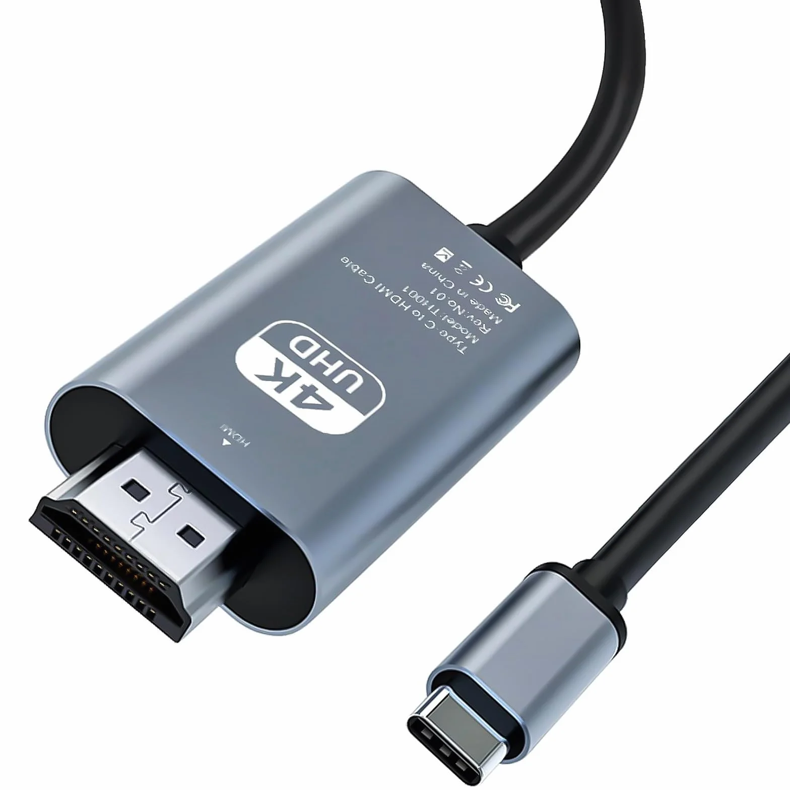 Cavo HDMI USB C 4K 2M Adattatore Compatibile Thunderbolt 3/4 a HDMI per Surface Pro 7/8/9, iPad Pro 2018, Air 2020/2022, Huawei Mate 40, Vivo X80 Pro, Samsung S23