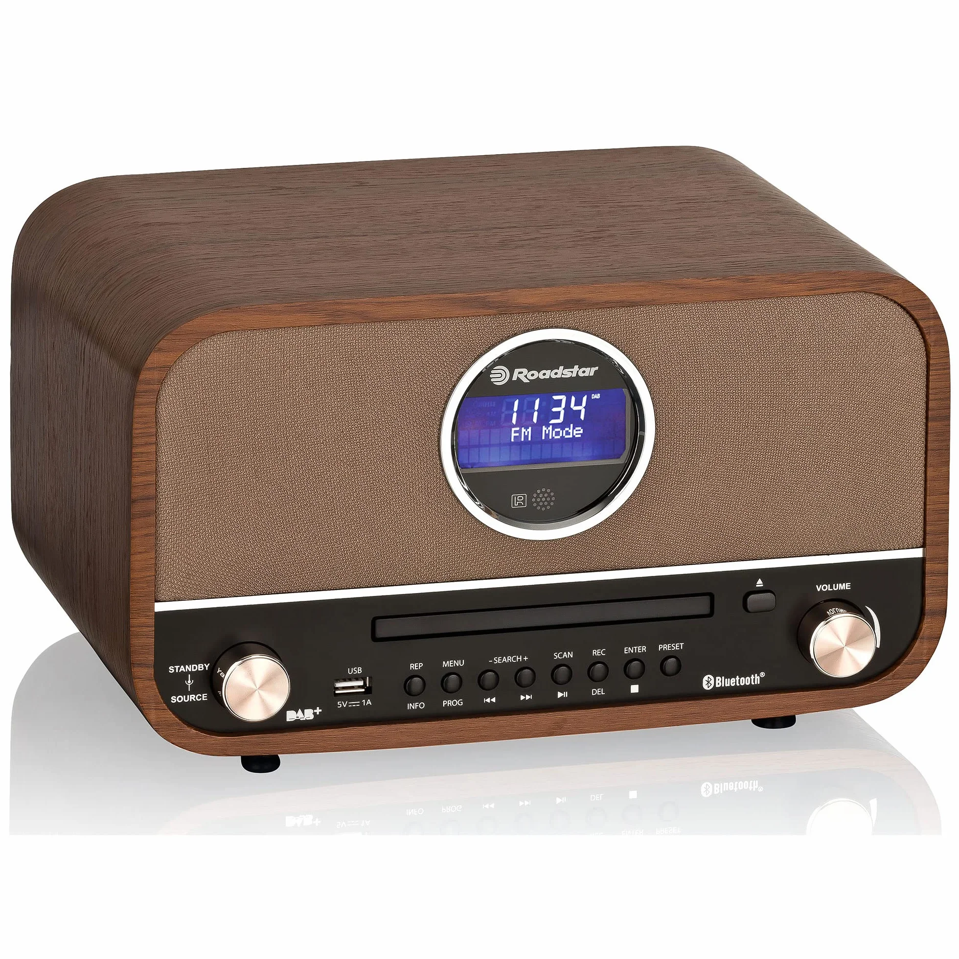 Roadstar HRA1782ND+BK Sistema Micro Vintage Radio DAB DAB+ FM CD MP3 Bluetooth Stereo Nero