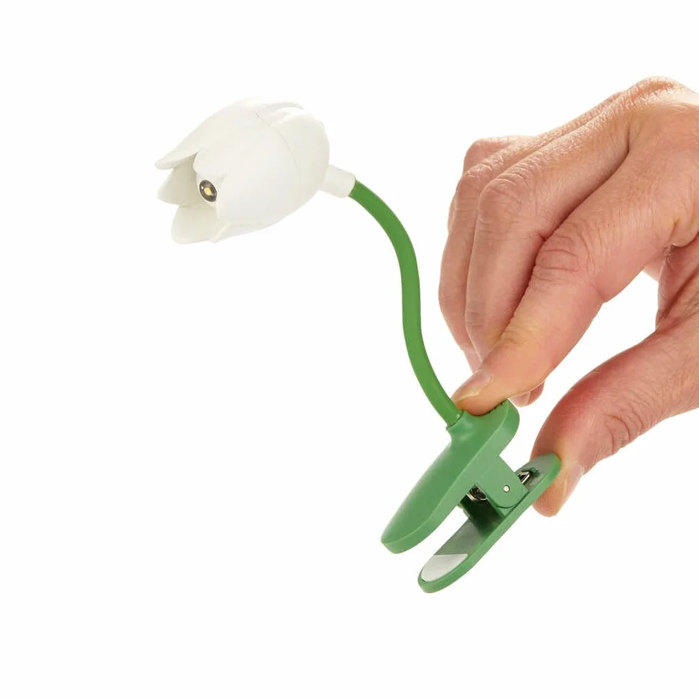 Balvi Lampada Flessibile con Clip a Forma di Tulipano Bianco per Lettura