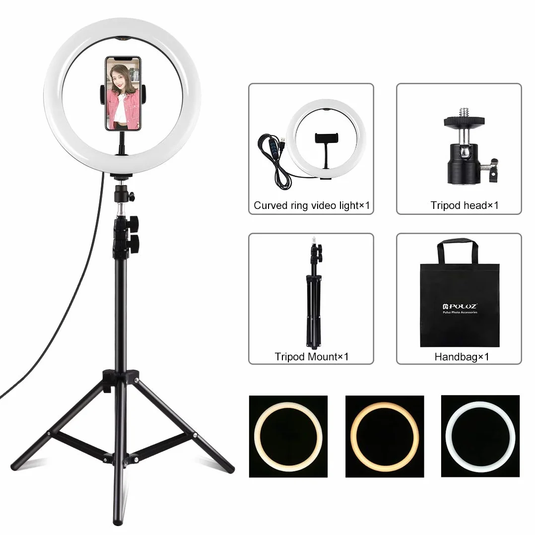 APP LIFE Ring Light 10 Pollici LED 3 Modalità Illuminazione 10 Luminosità Staffa Triangolare