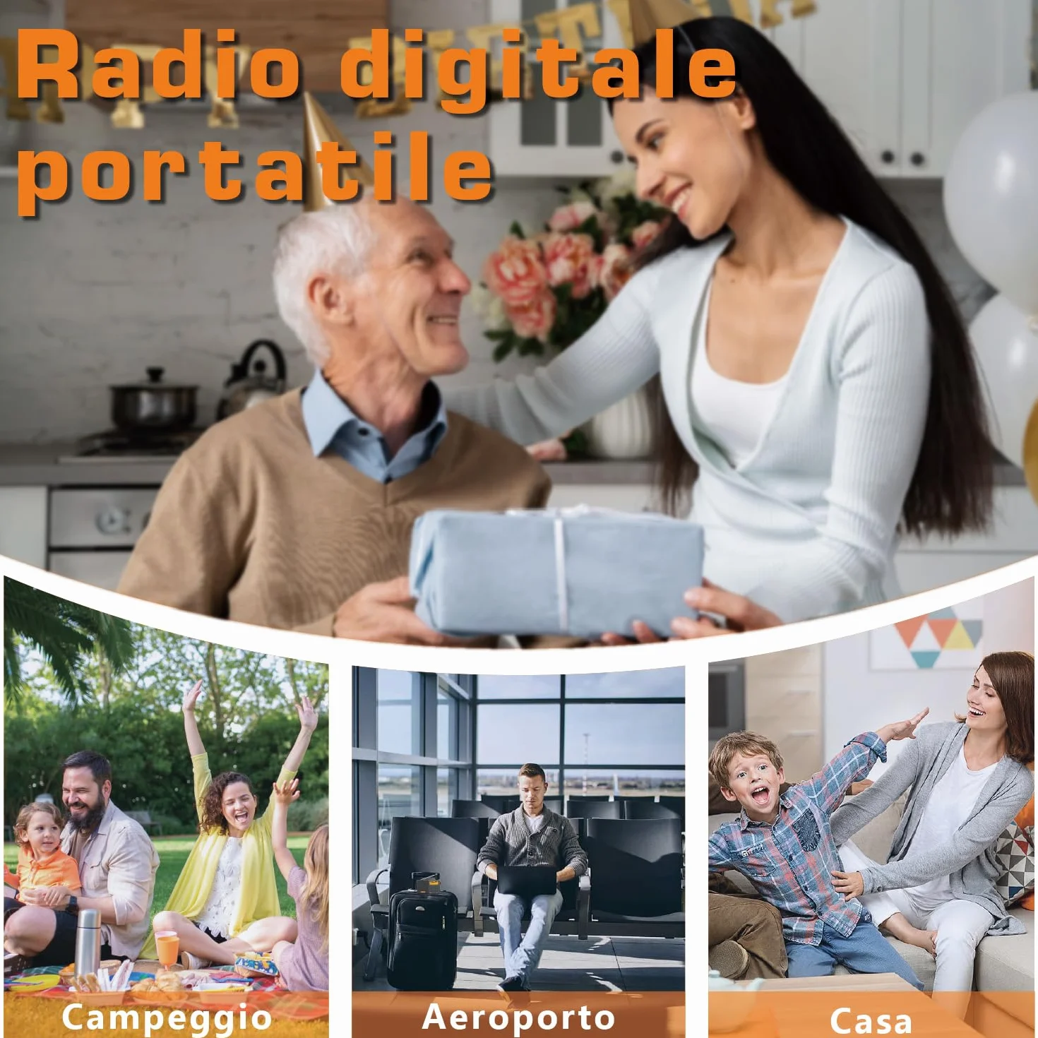 XHDATA D-808 Radio digitale portatile FM Stereo SW MW LW SSB RDS Air Band Multi Band con ATS, display LCD, nero