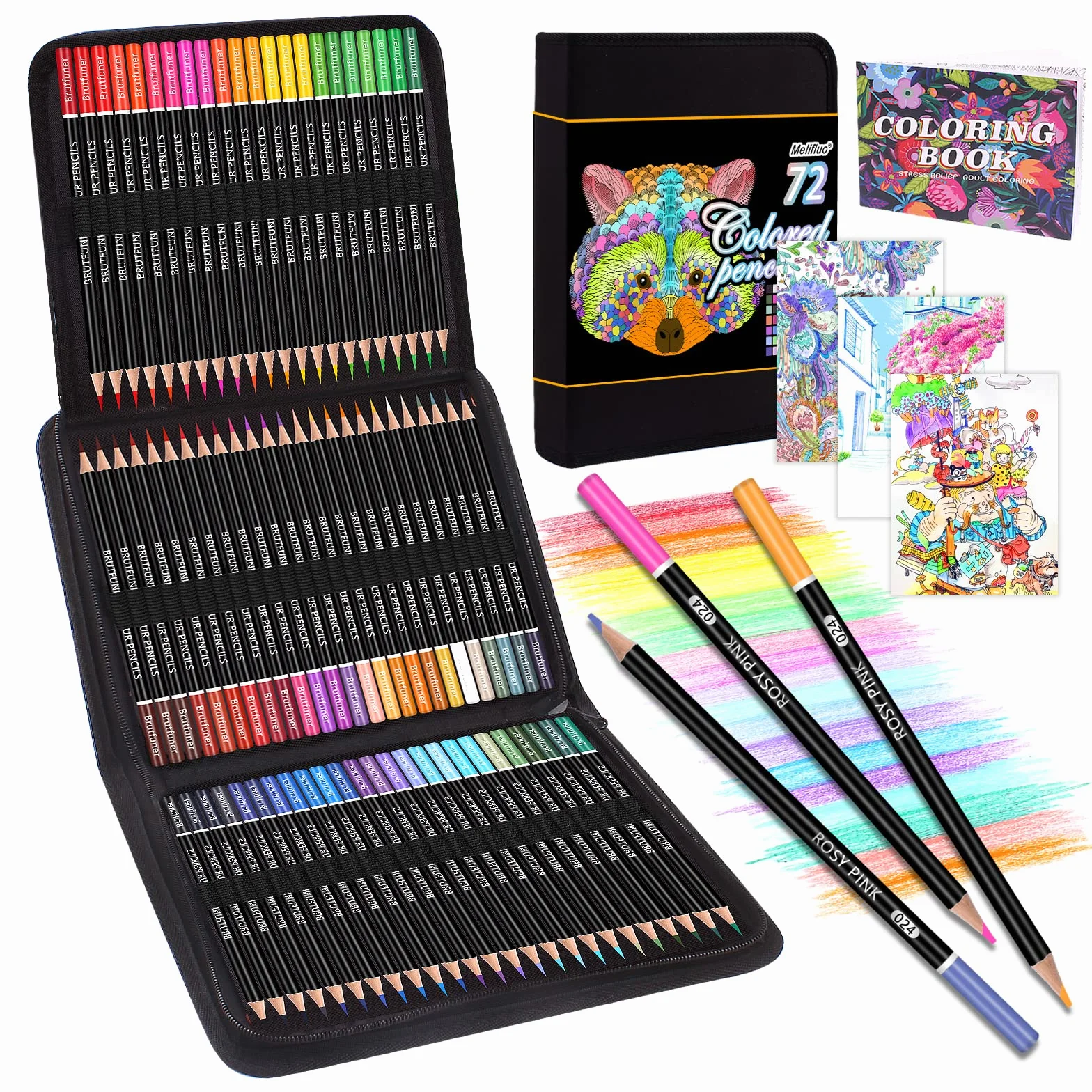Melifluo Set di 72 Matite Colorate, Matite da Disegno con Borsa Nera Portatile per Adulti e Artisti