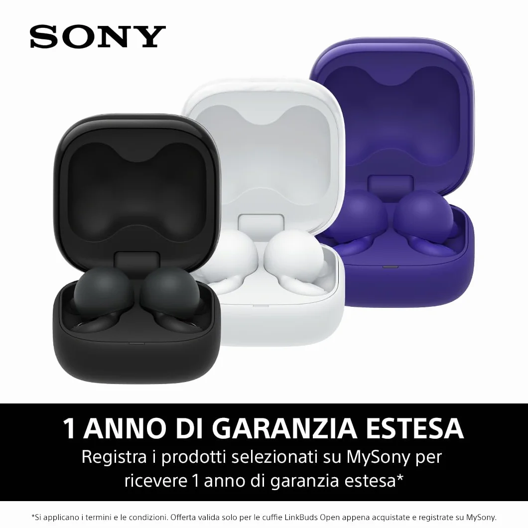 Sony LinkBuds Open Cuffie Bluetooth True Wireless Aperte IPX4 Multipoint Nero