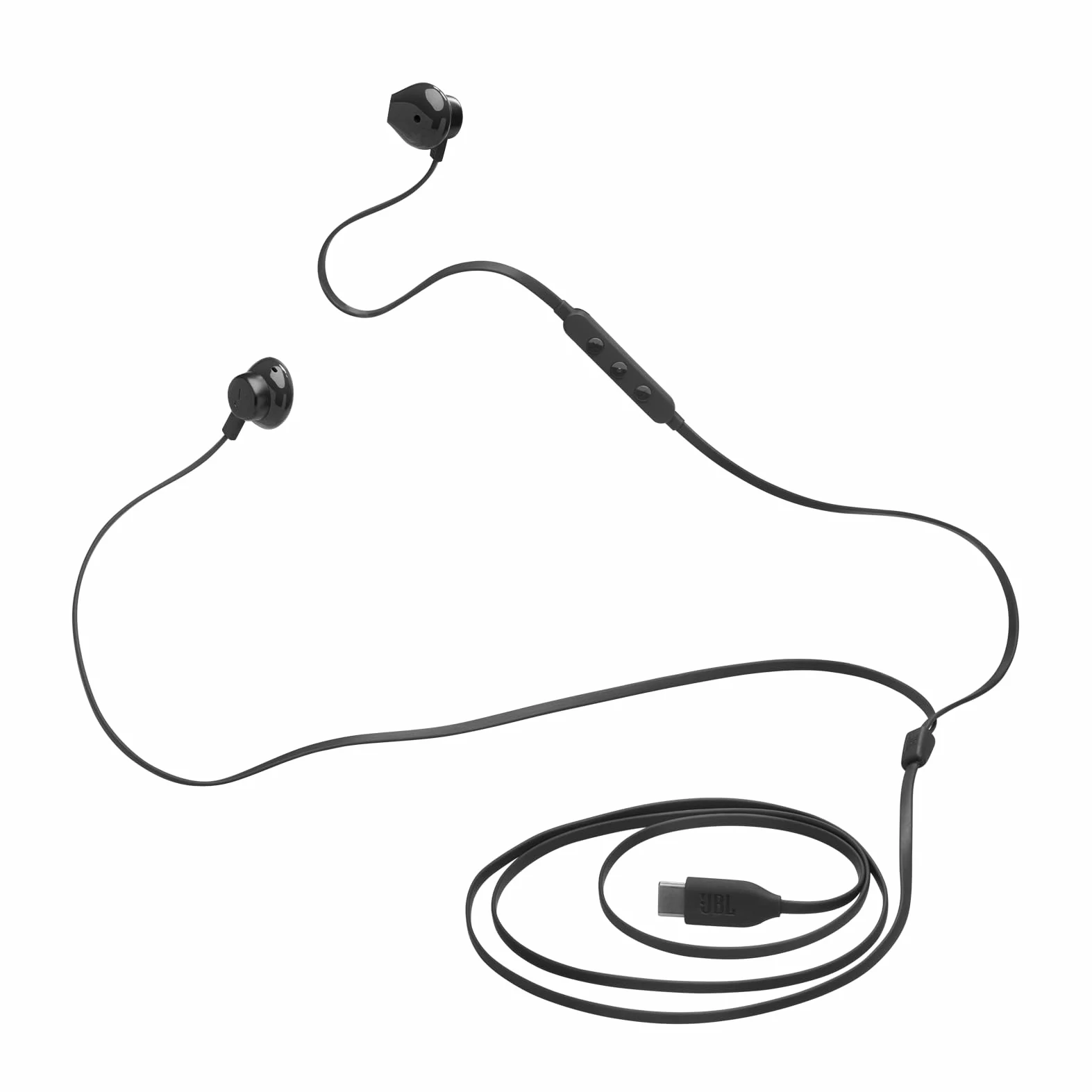 JBL Tune 305 C Auricolari USB-C Alta Risoluzione Audio Cavo Piatto Antigroviglio JBL Pure Bass Nero