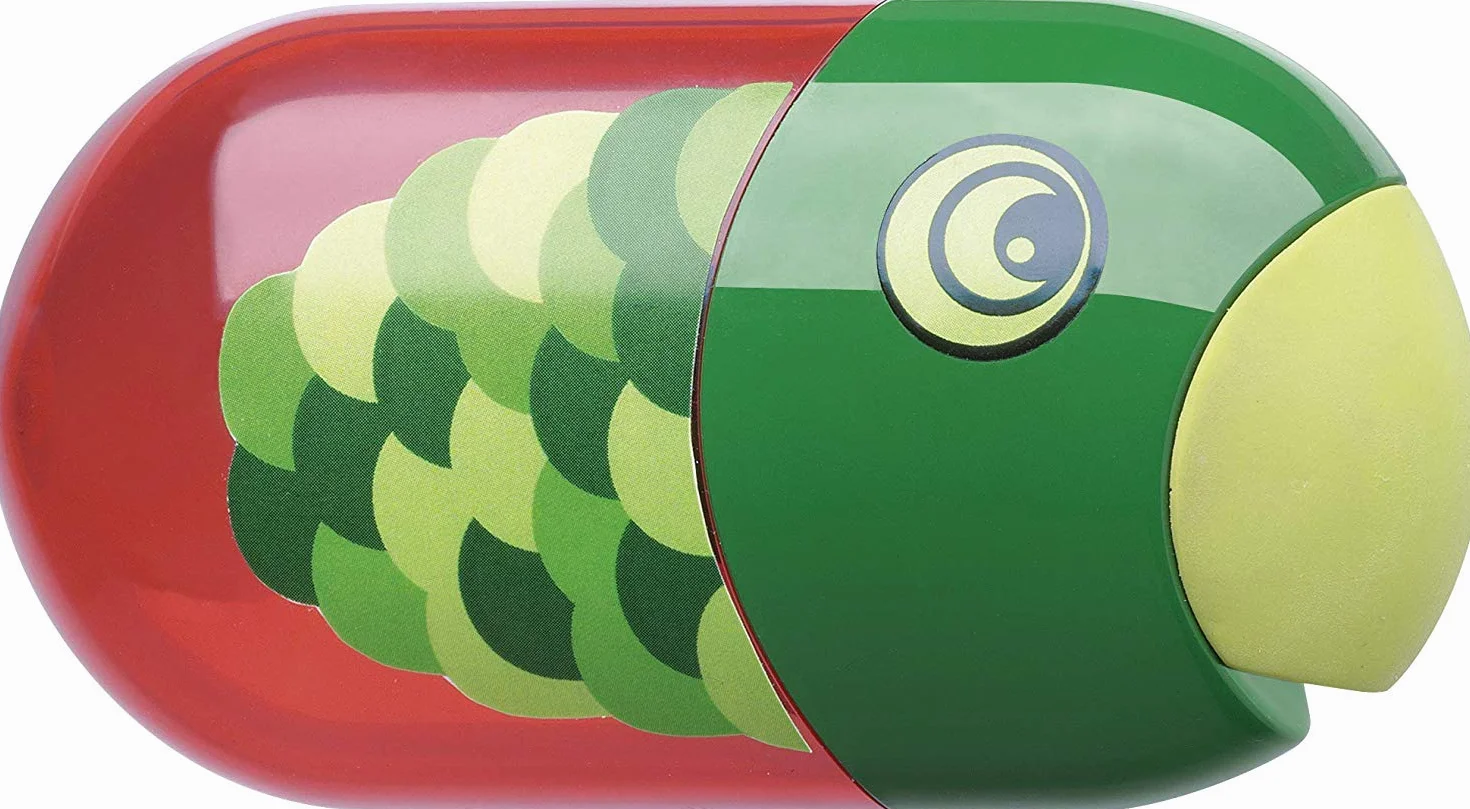 Faber-Castell Doppio temperamatite con gomma coccinella pesce aquila