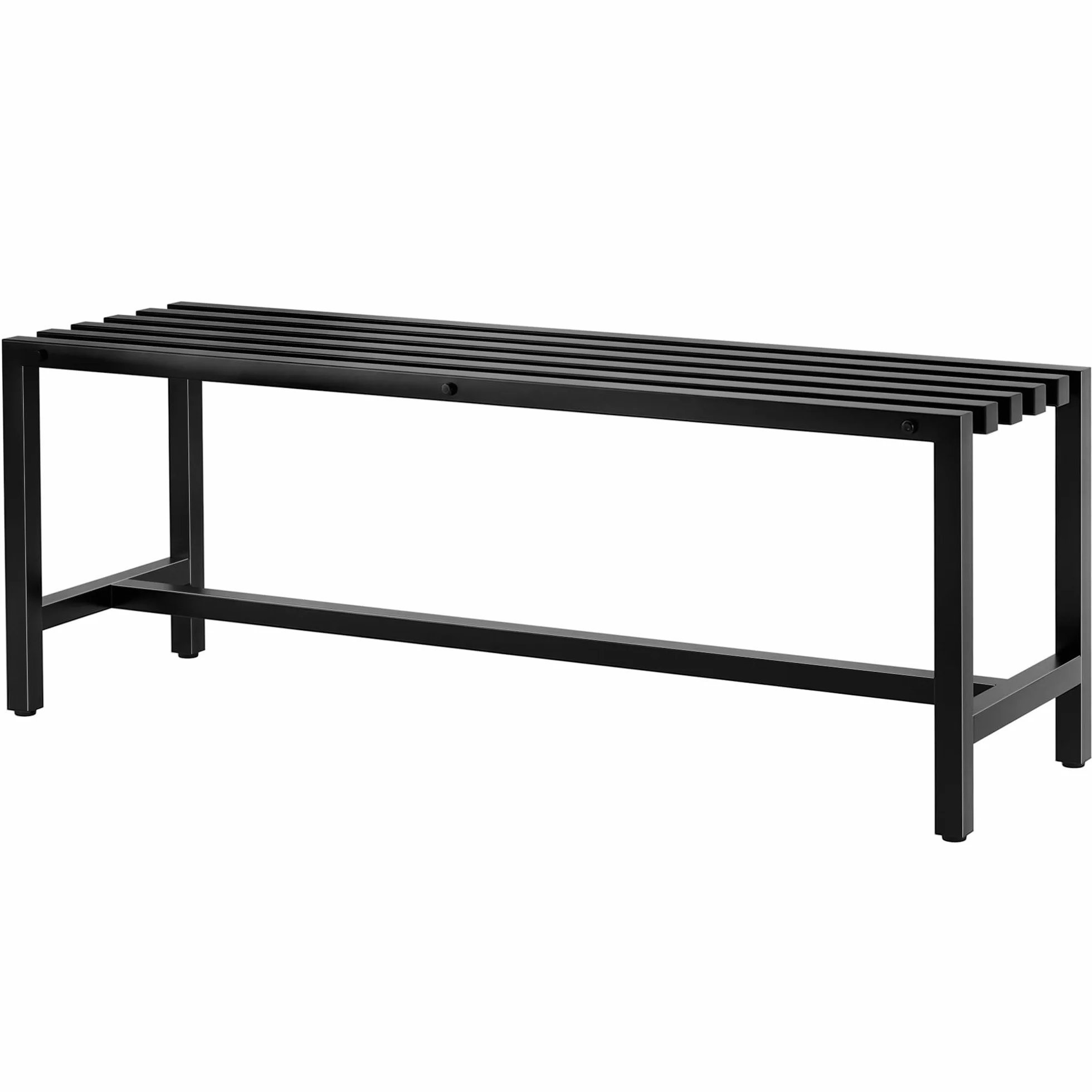 Outsunny Panchina da Esterno in Acciaio Zincato, Panchina da Giardino per 2 Persone, Seduta Senza Schienale con Piedini Regolabili, Design Industriale Moderno per Patio, Parco, Giardino, Nero