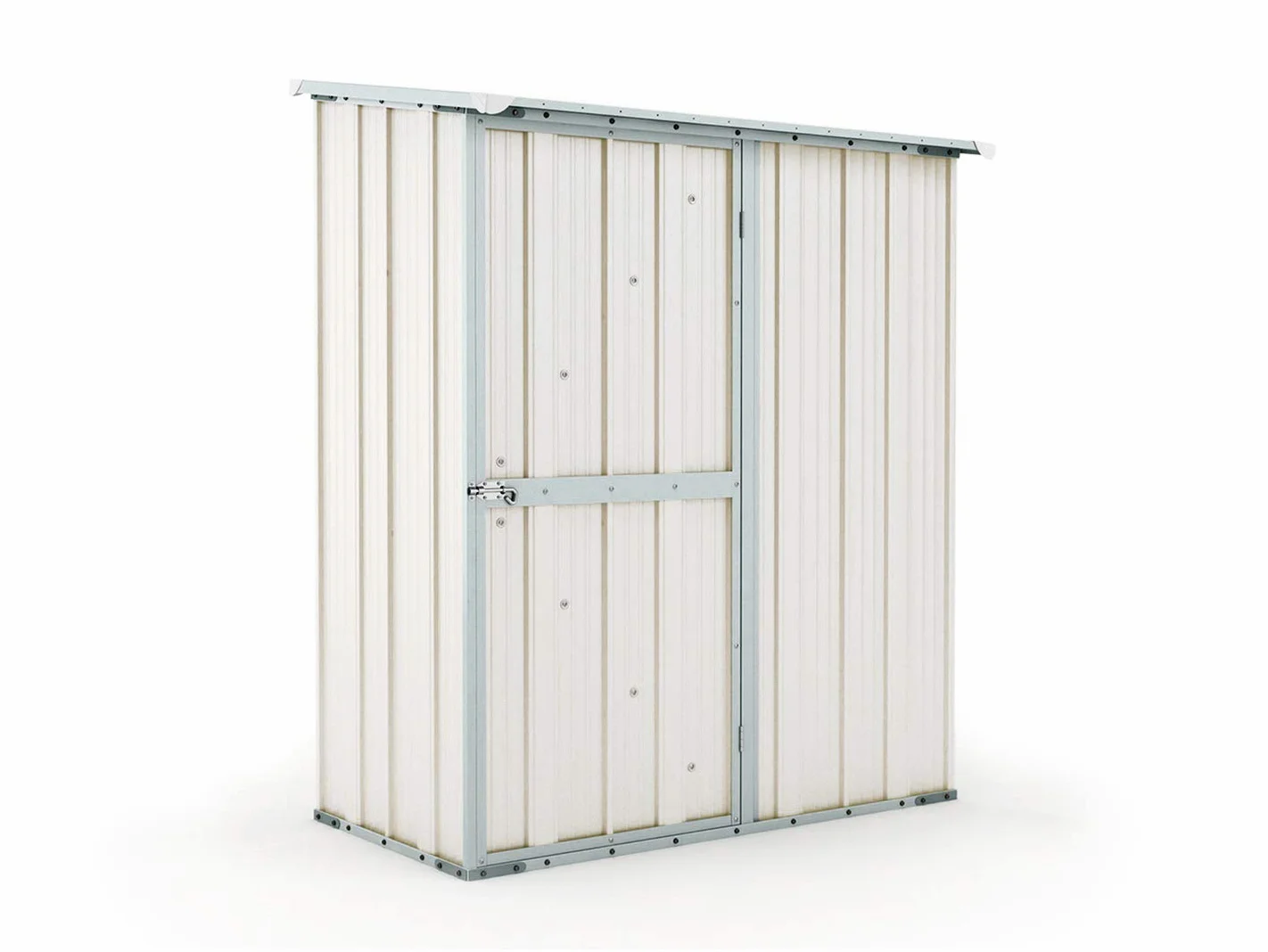 Notek Box in Acciaio Zincato Casetta da Giardino in Lamiera 1.55 x 1.00 m x h1.92 m - 50 kg – 1,55 Metri Quadri (Bianco)
