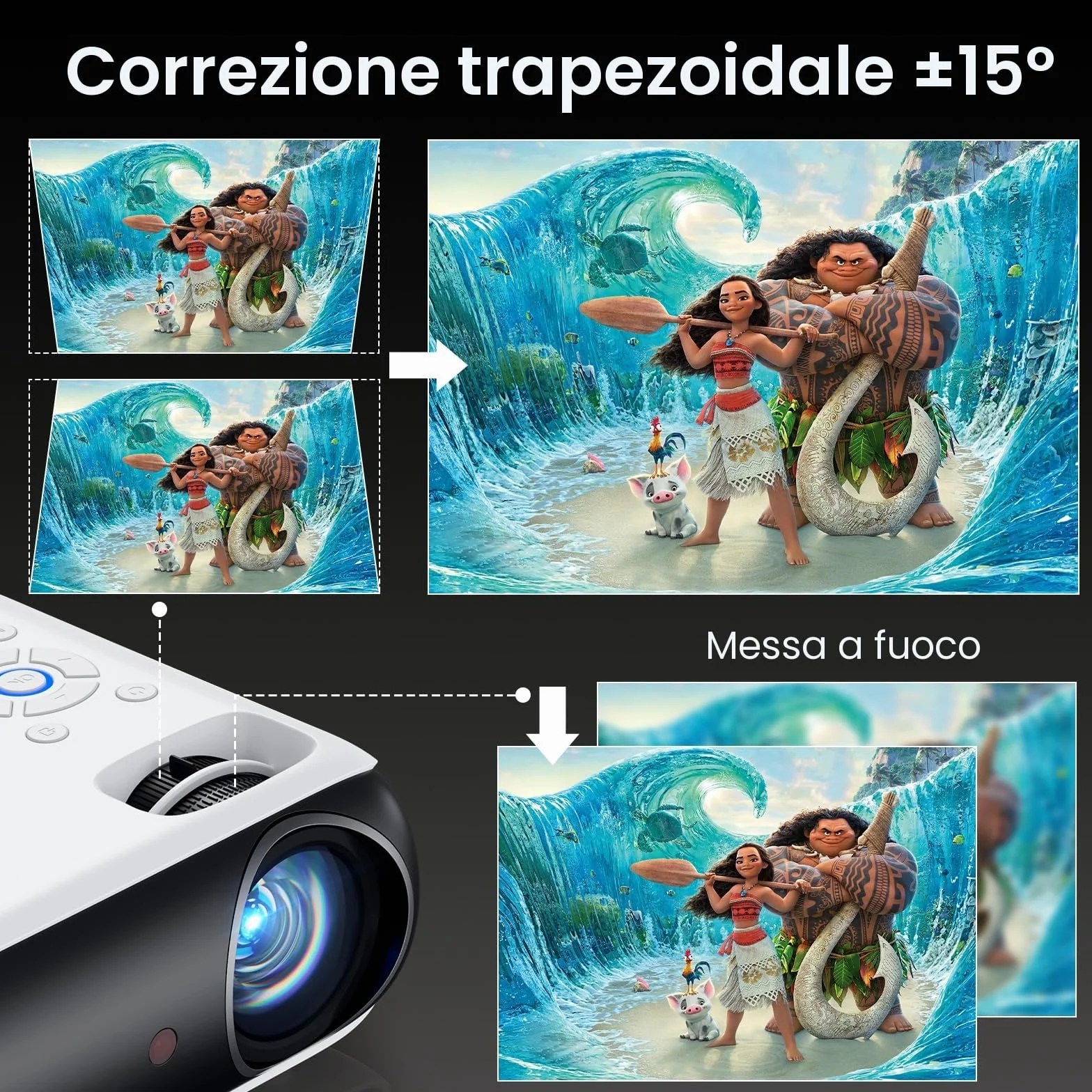 HAPPRUN H1 Proiettore 4K, Videoproiettore Portatile 1080P Full HD Bluetooth 5.1, HDMI TV Stick USB PS5 Laptop