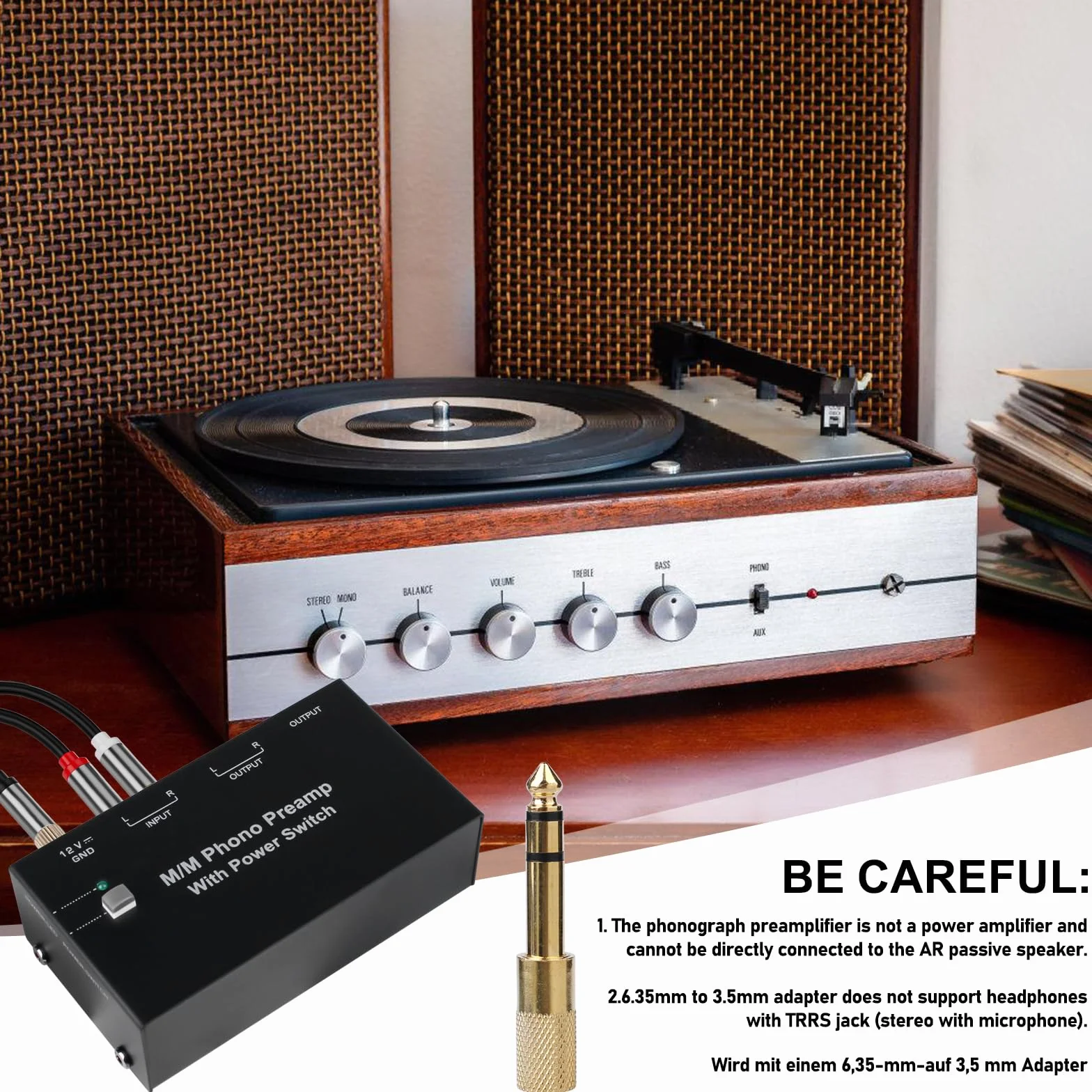 Phono preamplificatore giradischi MM RCA Input Output DC 12V