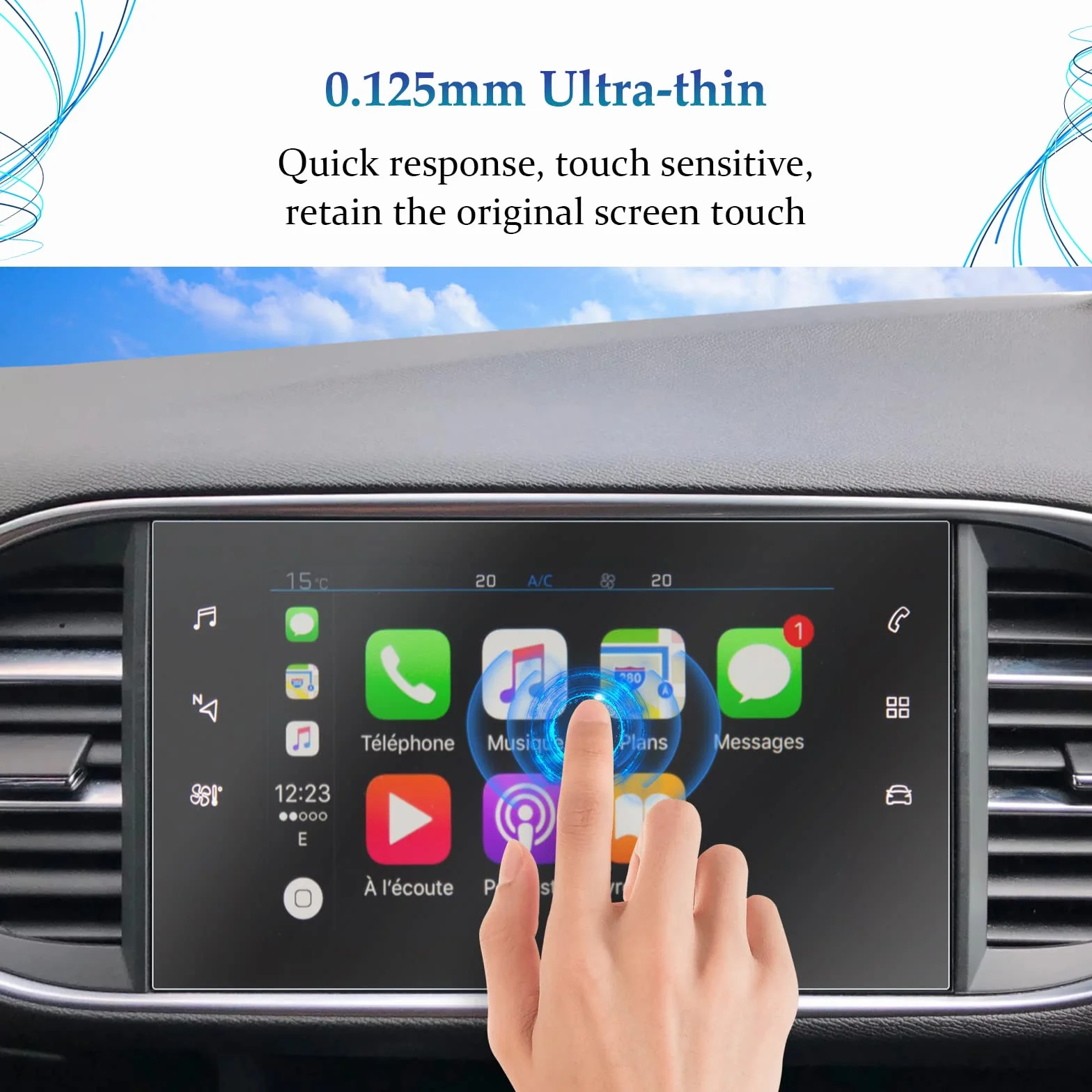 SKTU Pellicola Protettiva 9.7 Pollici PET Trasparente per Peugeot 308 SW 308 GTI GPS Navigation