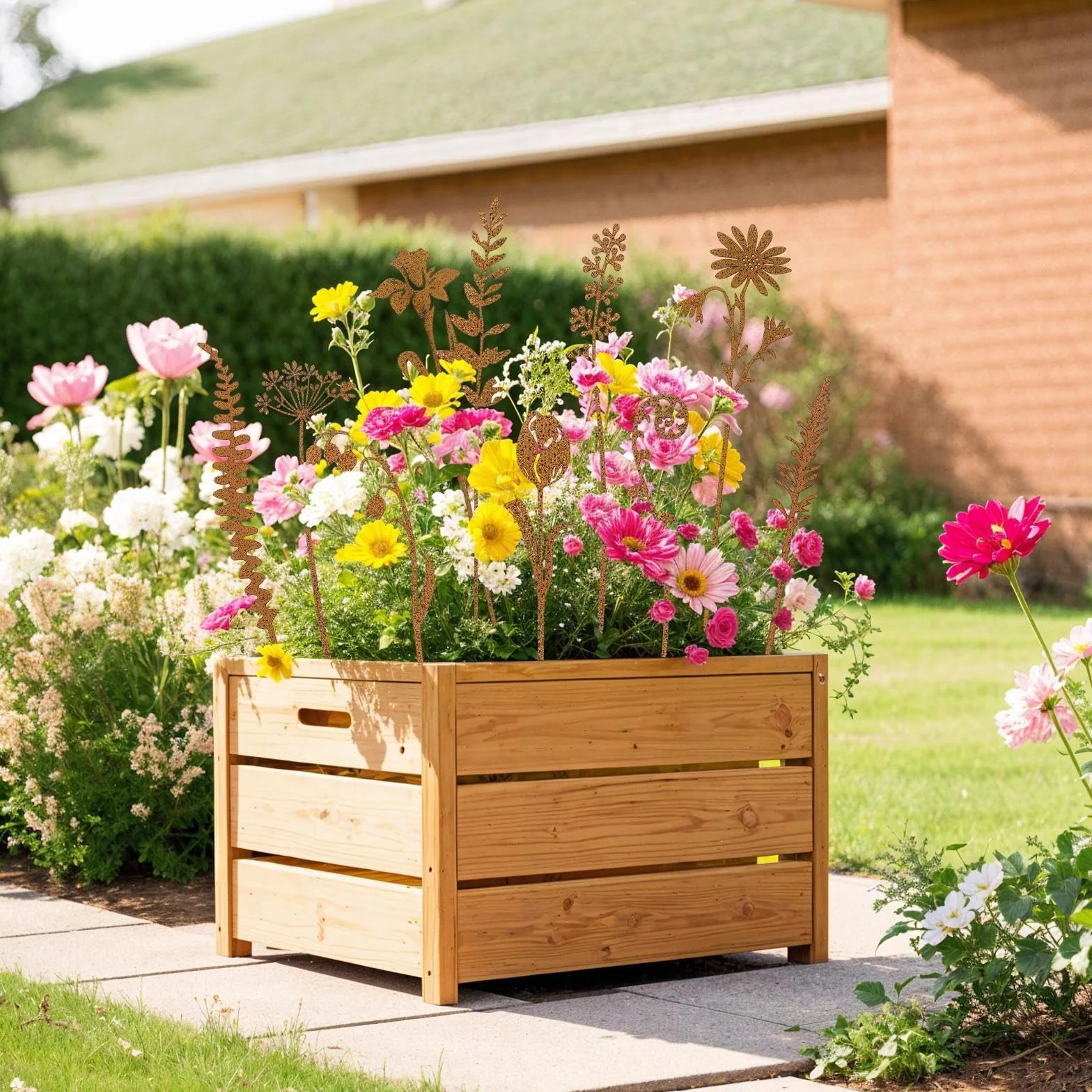 Set di 10 decorazioni da giardino in metallo per piante, decorazione da giardino, decorazione in ruggine, per prati, cortili, balconi