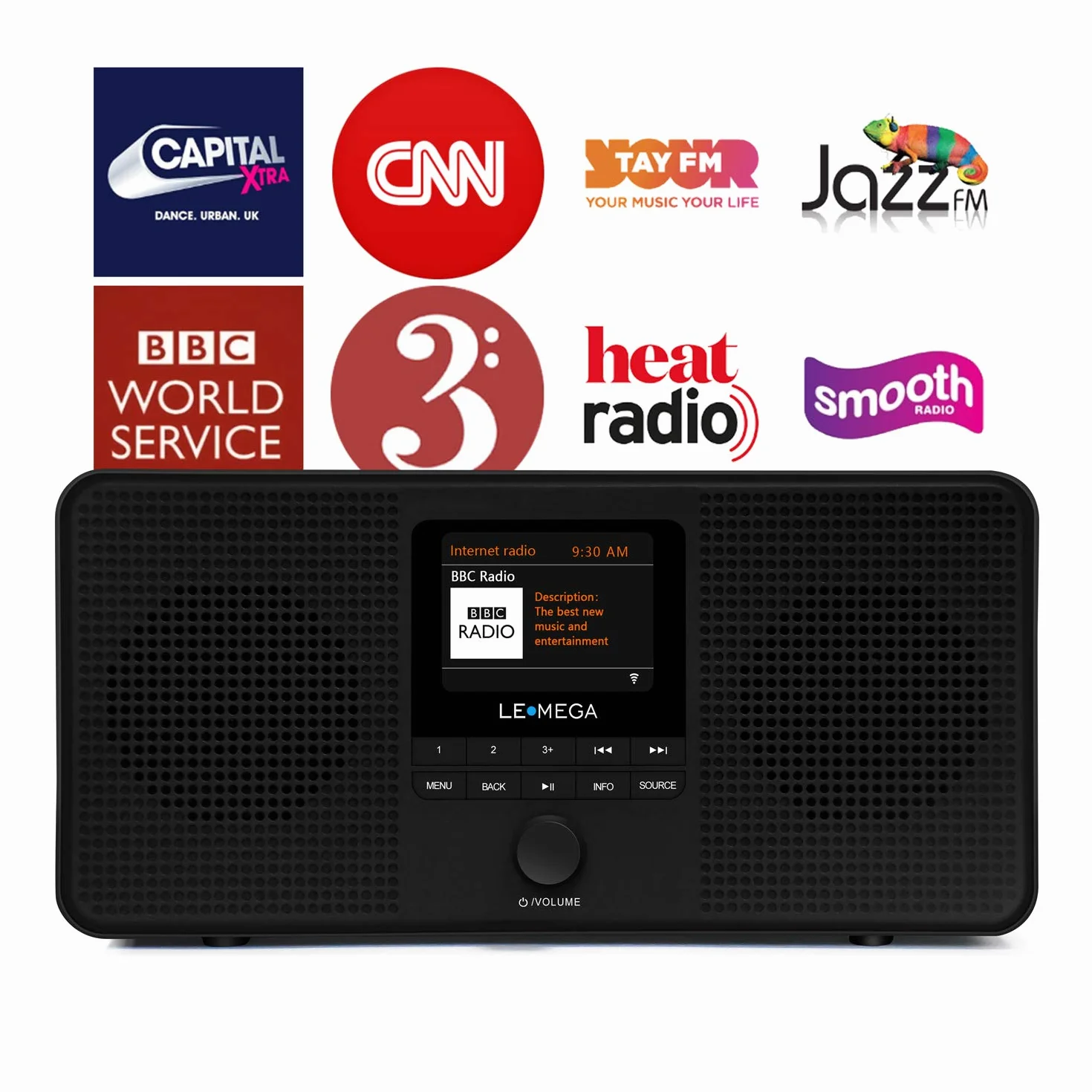 LEMEGA IR4S Radio Internet Stereo WiFi DAB+ FM Bluetooth Altoparlante Sveglia 60 Preimpostazioni Nera