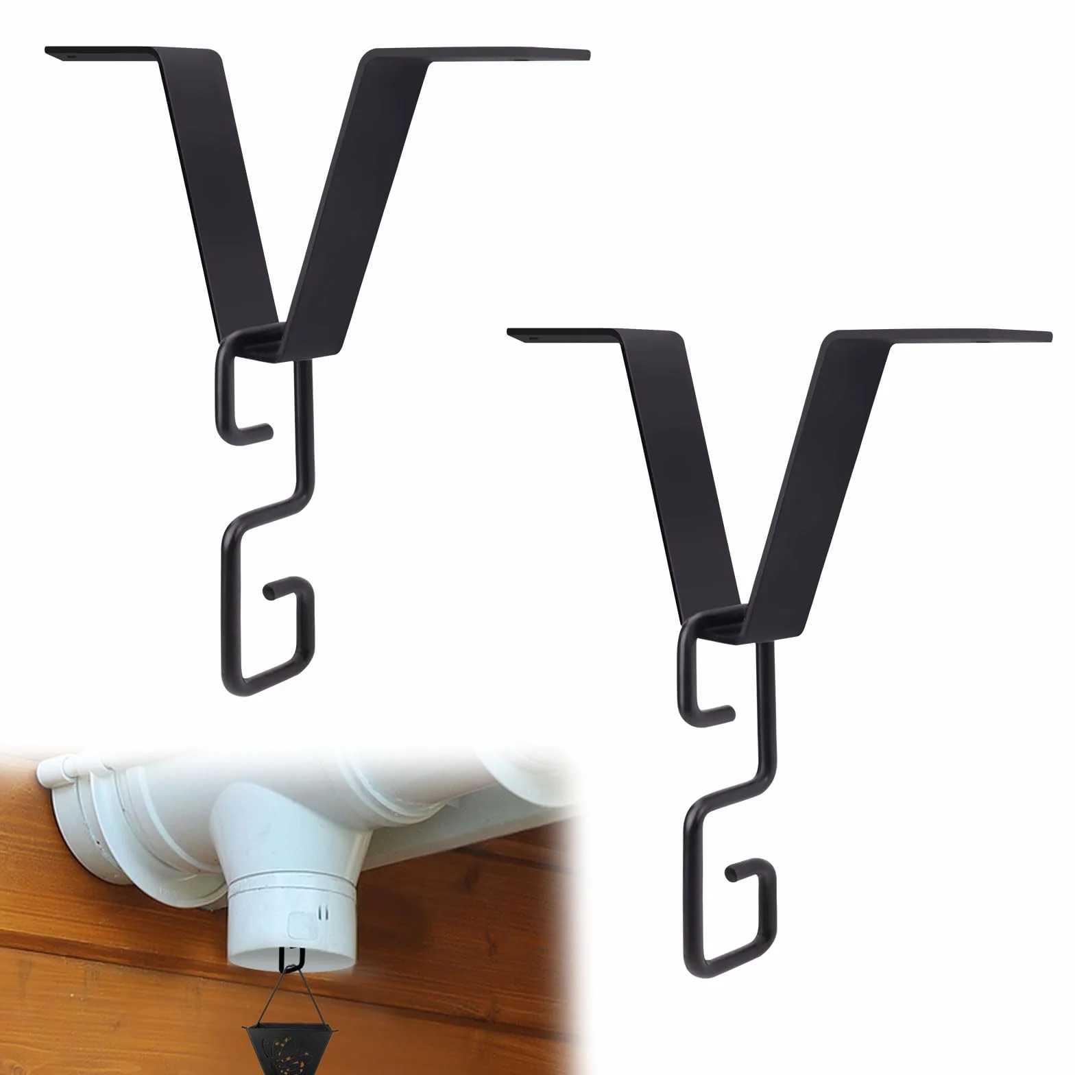 Catene da pioggia a forma di V per grondaie, adattatore clip, nero