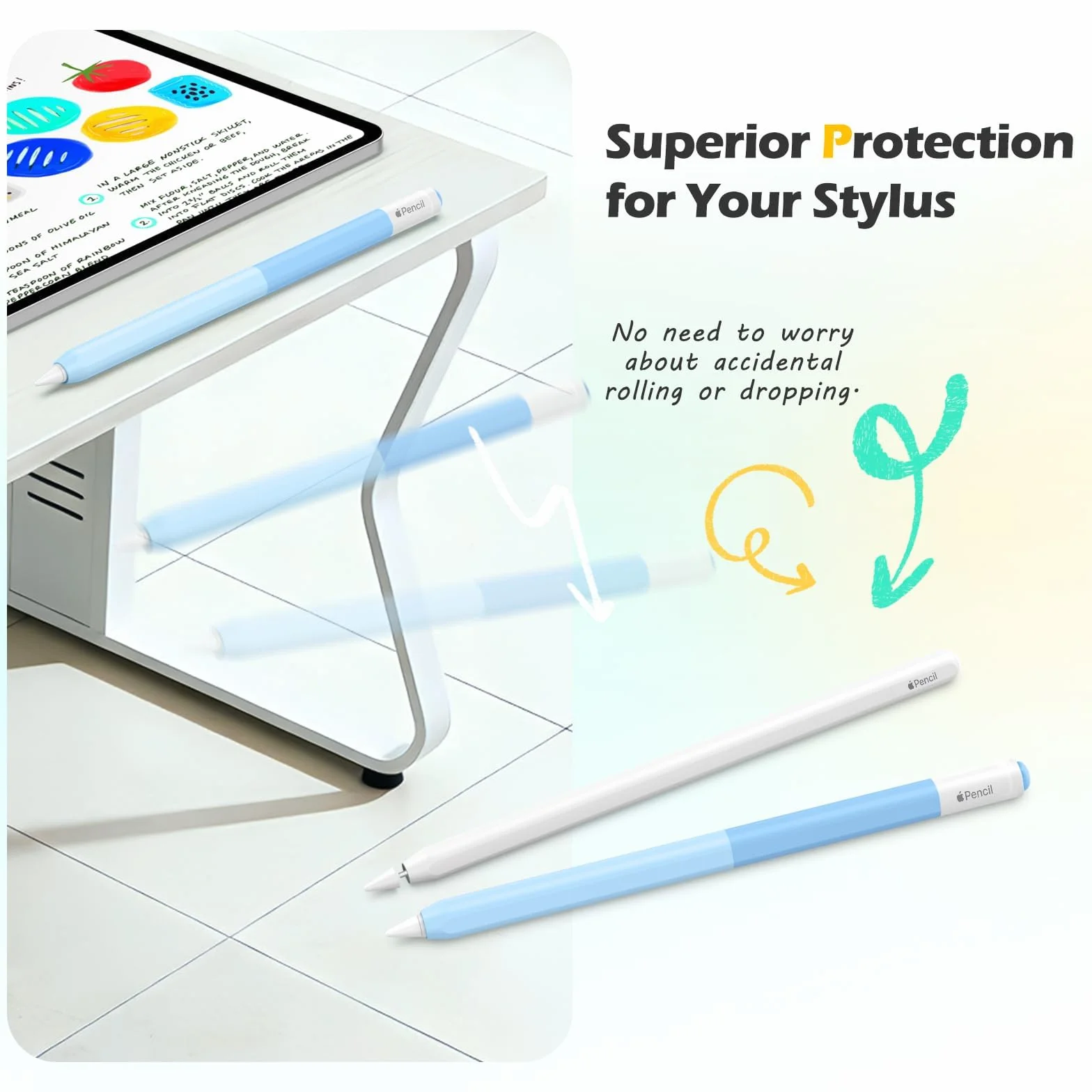 MoKo Custodia Silicone Apple Pencil USB-C Cover Protettiva Colori Sfumati Azzurro Cielo Gradiente