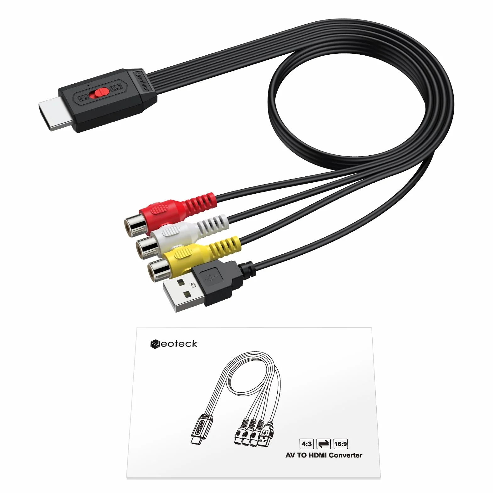 Neoteck Convertitore RCA a HDMI 20 cm per Wii PS2 N64