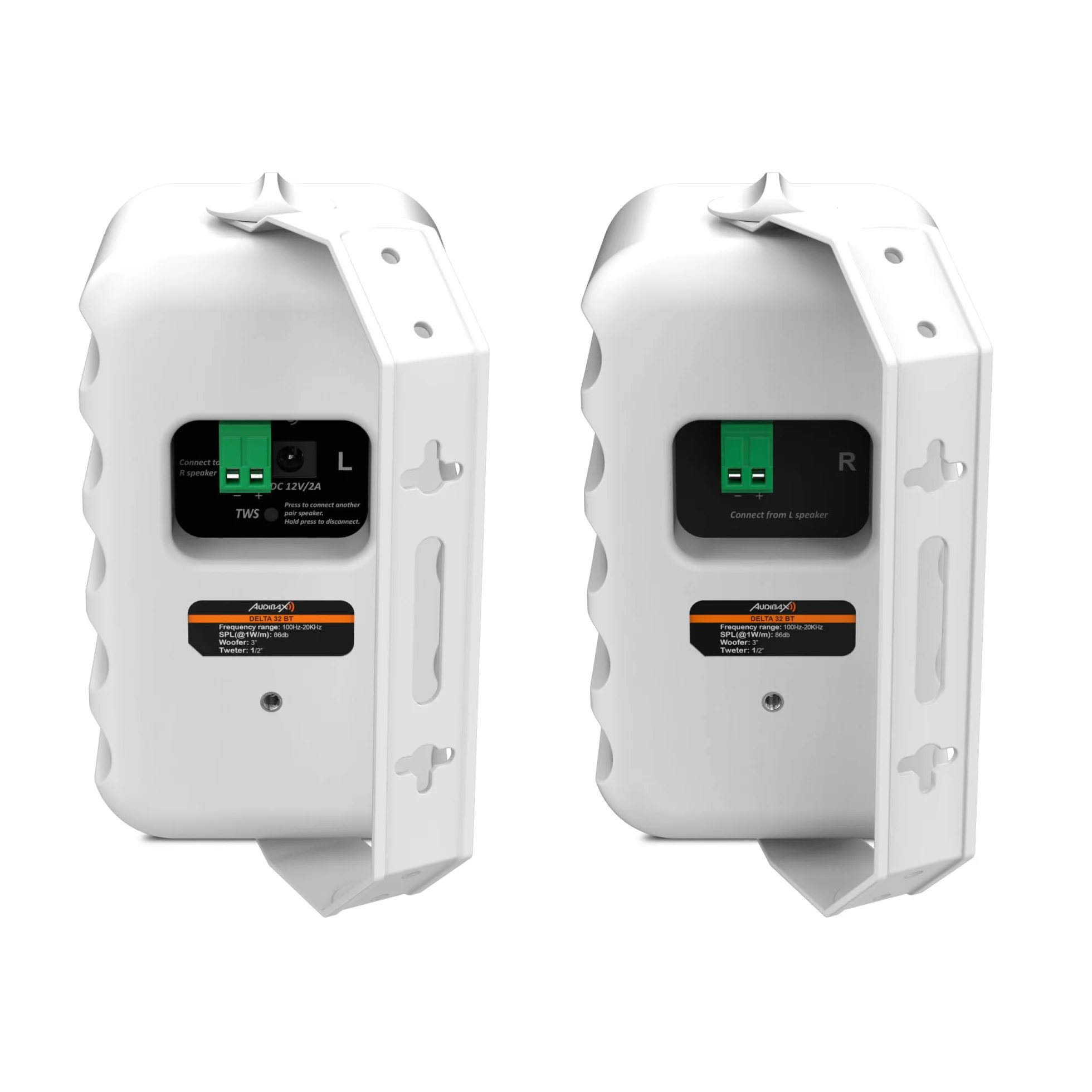 Audibax Delta 32 BT White Altoparlanti Bluetooth attivi da parete 100 Hz-20 kHz