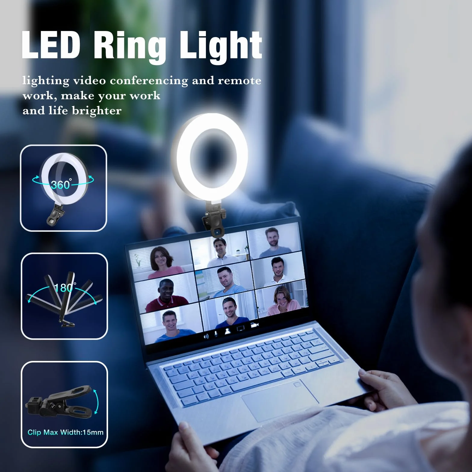 Railee Ring Light 6" LED Luce Selfie Videoconferenza con Treppiede Telefono 3 Modi