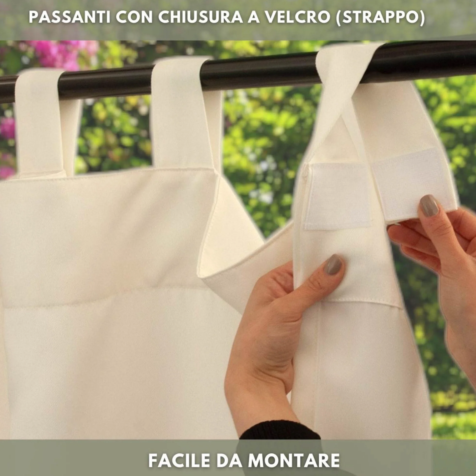 Morbidissimi Tenda Gazebo Idrorepellente e Resistente, Tenda Da Esterno 200x240 cm per Gazebo, Dotata di Passanti con Chiusura a Strappo, 100% Made in Italy - Panna