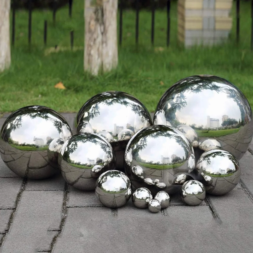 Sfera in acciaio inox lucidata a specchio, sfera da giardino, stagno galleggiante, senza cuciture, decorazione da giardino (20 cm)