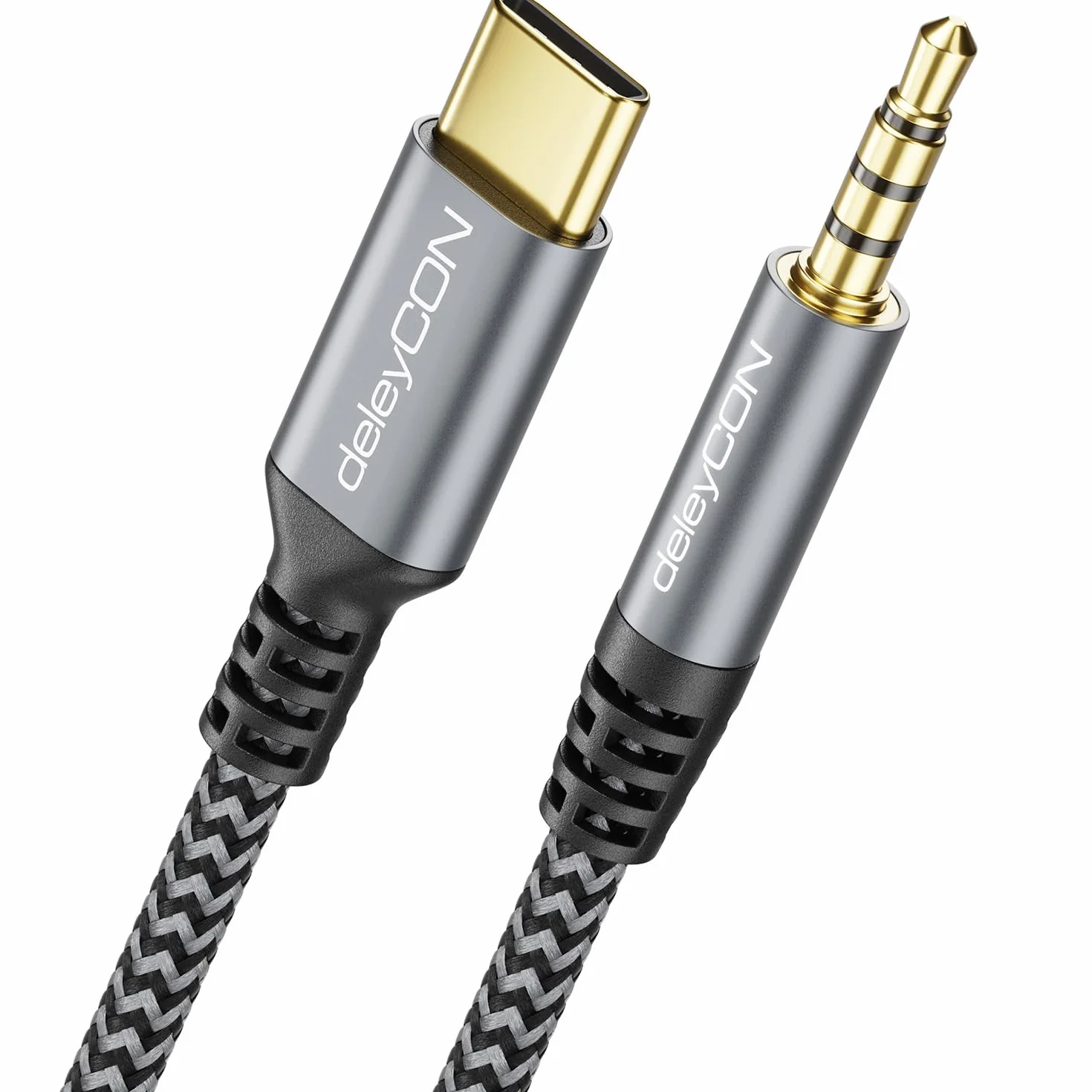 deleyCON 0,5m Adattatore USB-C a 3,5mm Audio AUX Corto - USB Tipo-C a Jack - per Smartphone, Tablet, Cuffie, Altoparlanti, HiFi