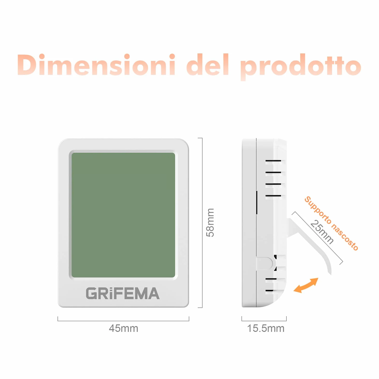 GRIFEMA GA2902 Mini Termometro Digitale Interno Igrometro, Misuratore di Umidità, Bianco
