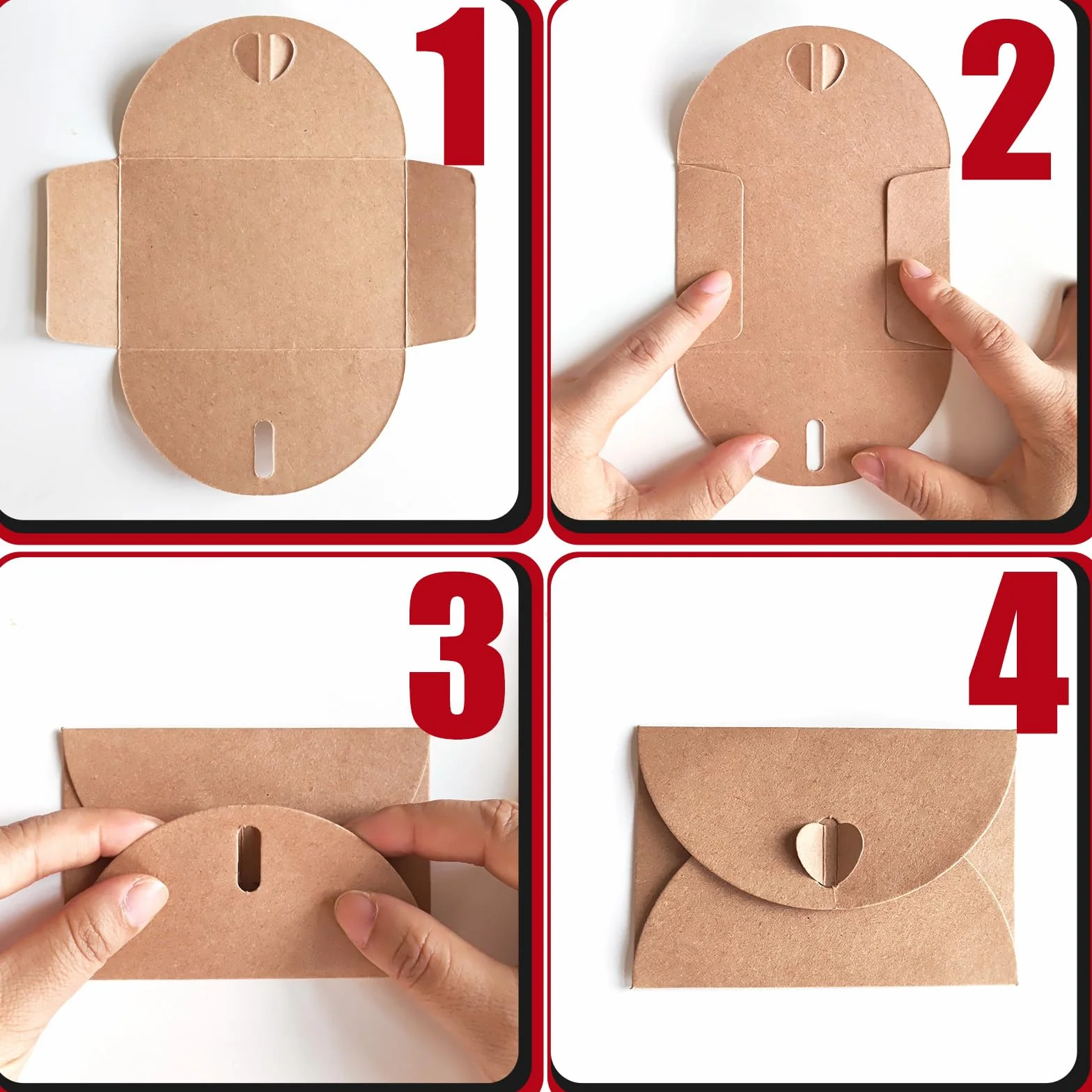 Buste di Carta Kraft Retro con Chiusura a Cuore 25 Pezzi per Biglietti di Auguri e Inviti
