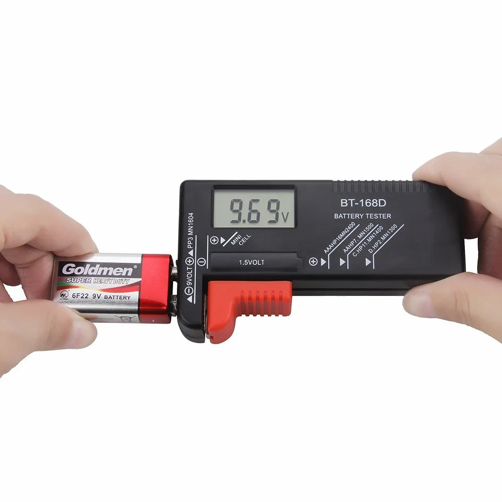 Digitalkey Tester per Batterie con Display Digitale 1,5-9V AA AAA C D Bottone Ricaricabili
