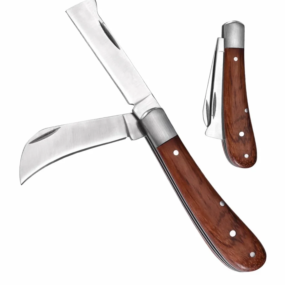 Coltello da Innesto,Coltello Pieghevole per Innest, Coltello Innesto Multifunzionale Doppio Bordo, Acciaio Inossidabile per Germogliare, per Innestare Erbacce, Arbusti e Rami