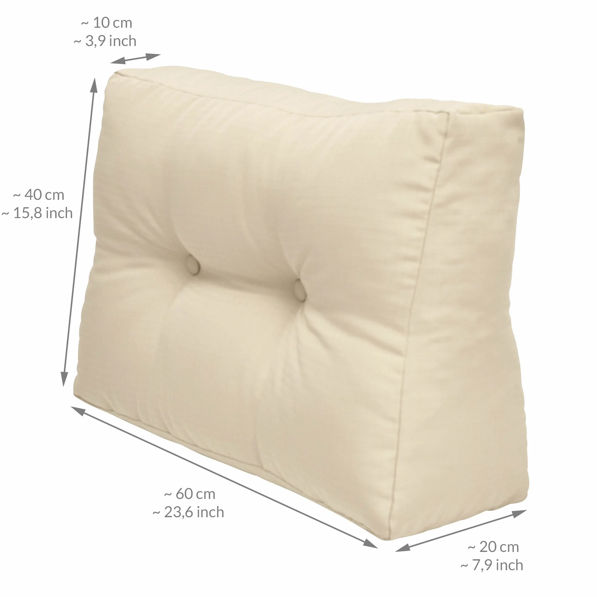Beautissu Cuscino laterale per divano di pallet ECO Elements 60x40x10-20cm beige