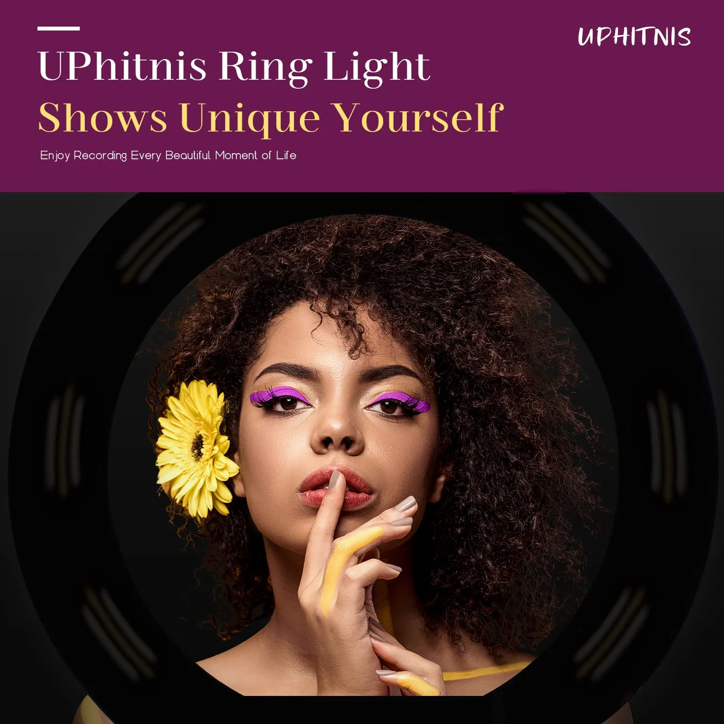 UPhitnis 12" Ring Light LED 3 modalità Illuminazione 10 luminosità Staffa Triangolare 63" per Trucco Fotografia YouTube