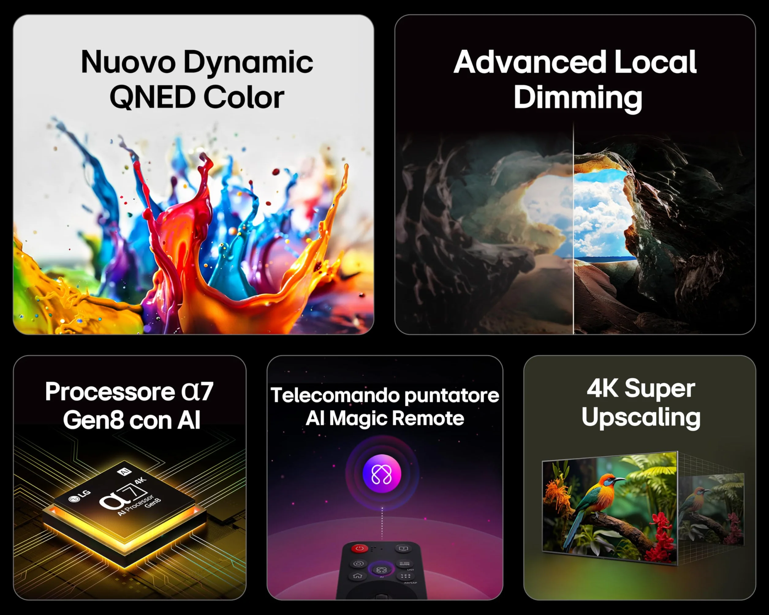 LG QNED AI QNED80 TV 43 pollici Smart TV 4K Processore α7 Gen8 Dynamic QNED Color Design Super Slim webOS AI Gaming VRR 4K@60Hz 43QNED80A6A