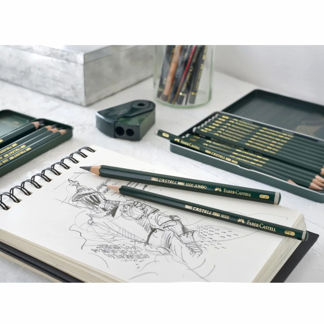 Faber-Castell Castell 9000 Set di 6 Matite, Gradazioni Hb-8B, Grafite per Schizzi e Disegno