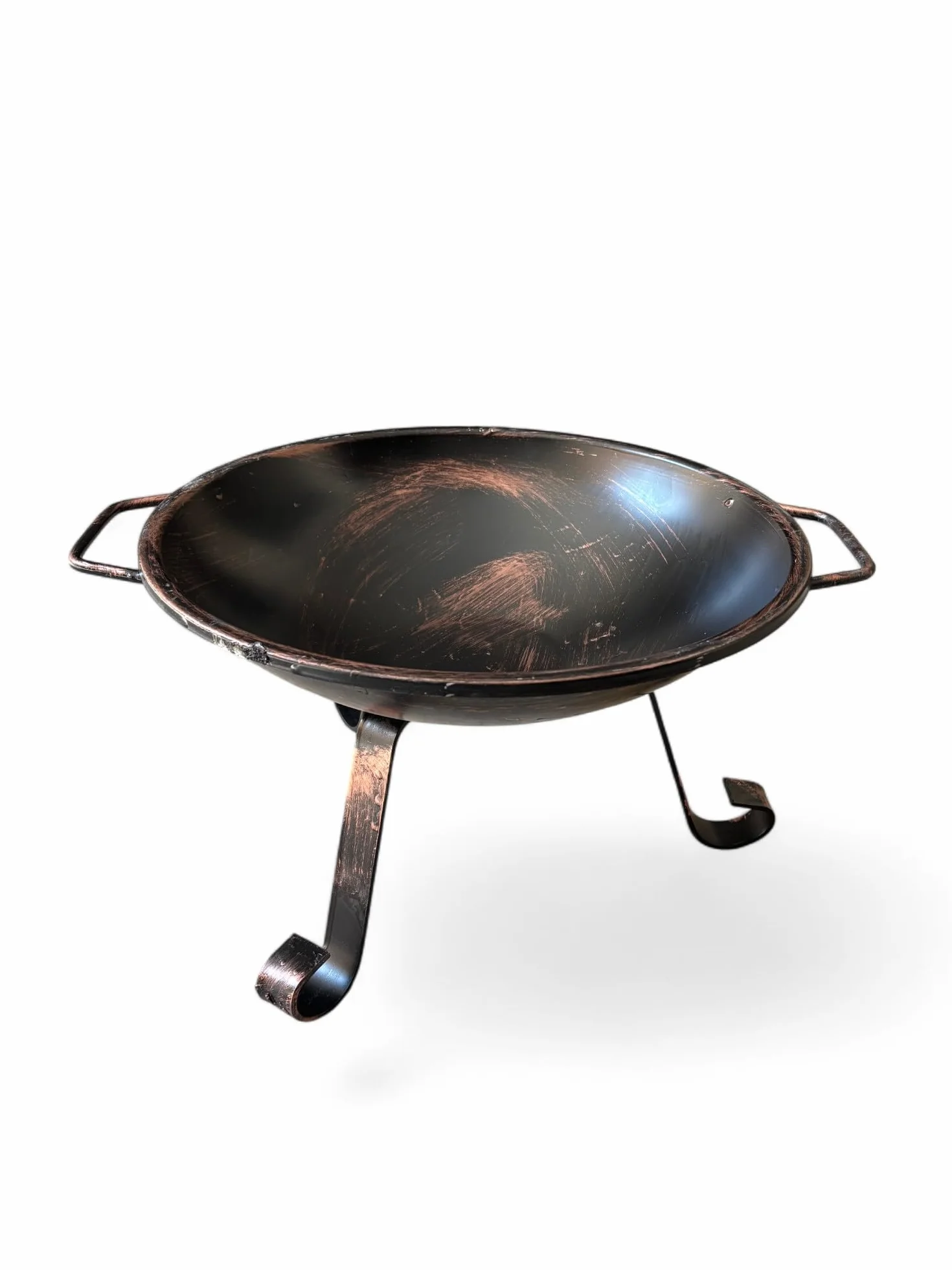 Braciere da Giardino in Ferro, 40 cm Diametro, 27 cm Altezza, Braciere con manici per Fuoco da Esterno e Interno (Rame)