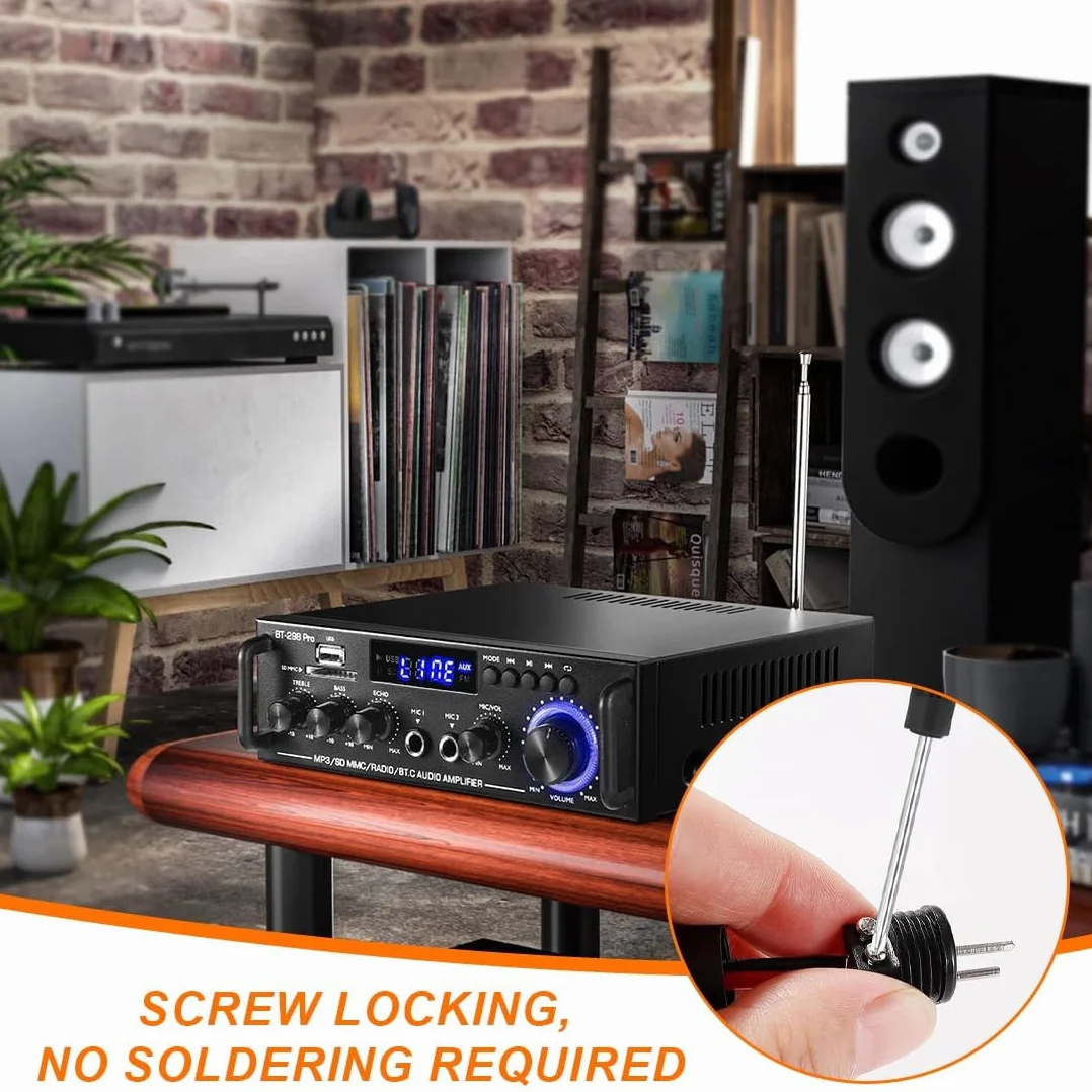 2-Pin Male DIN Connectors 12-Pack HiFi Speaker Audio Plug Adapter Stereo Locking
