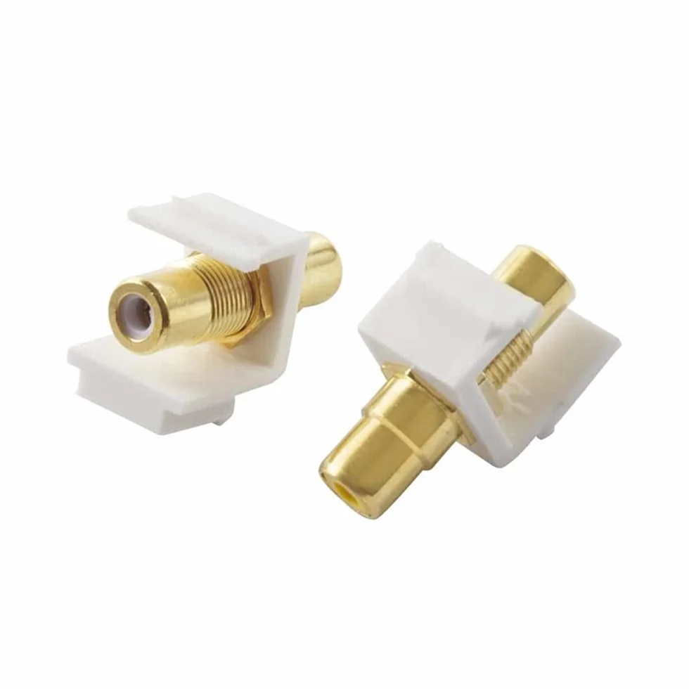 Placcato oro RCA Keystone Jack Insert Connector Femmina Snap in Adapter for Wall Plate
