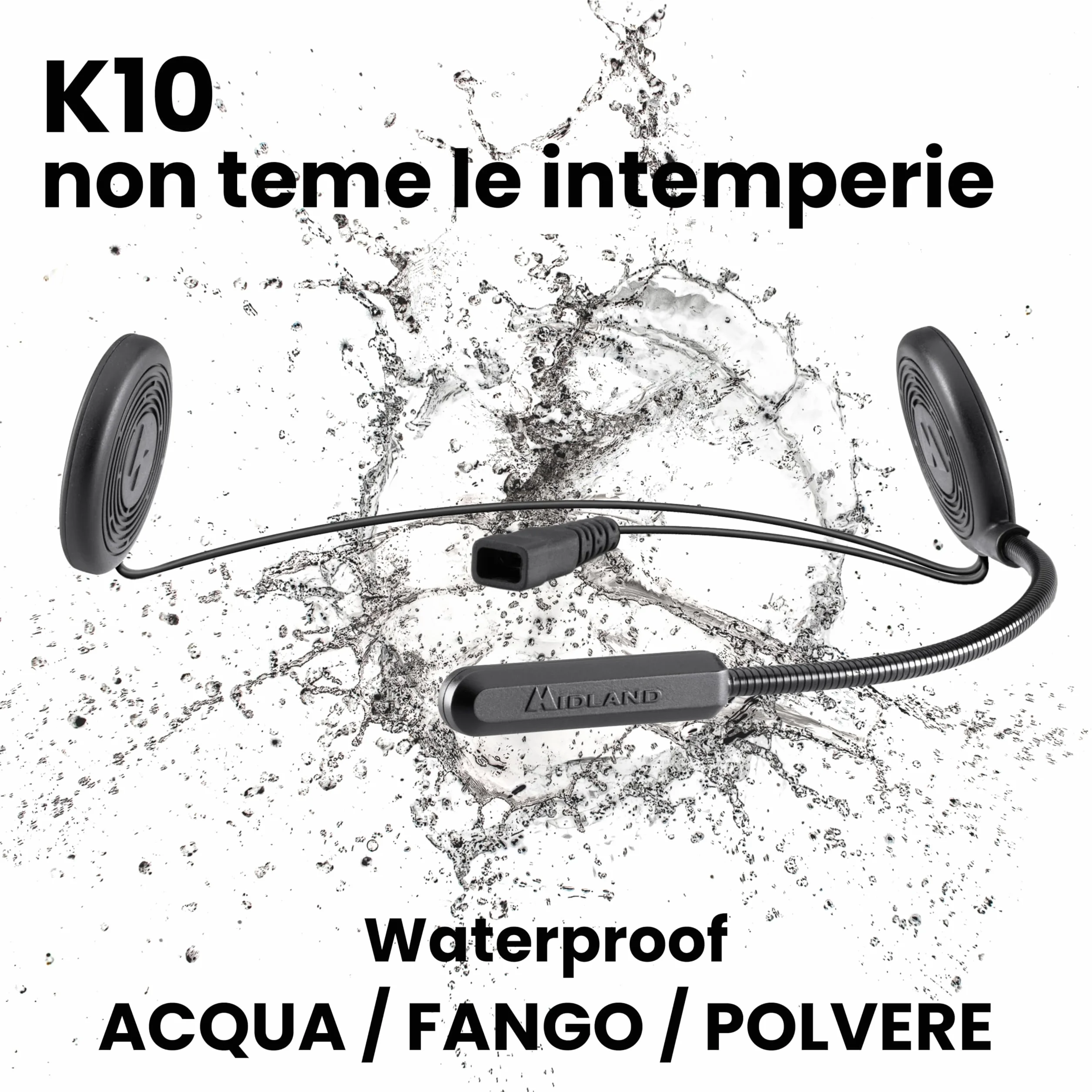 Midland Auricolare Bluetooth 5.2 Singolo Lokui K10 per Motociclisti Urbani con Filtro Anti-Rumore, Ricarica Rapida