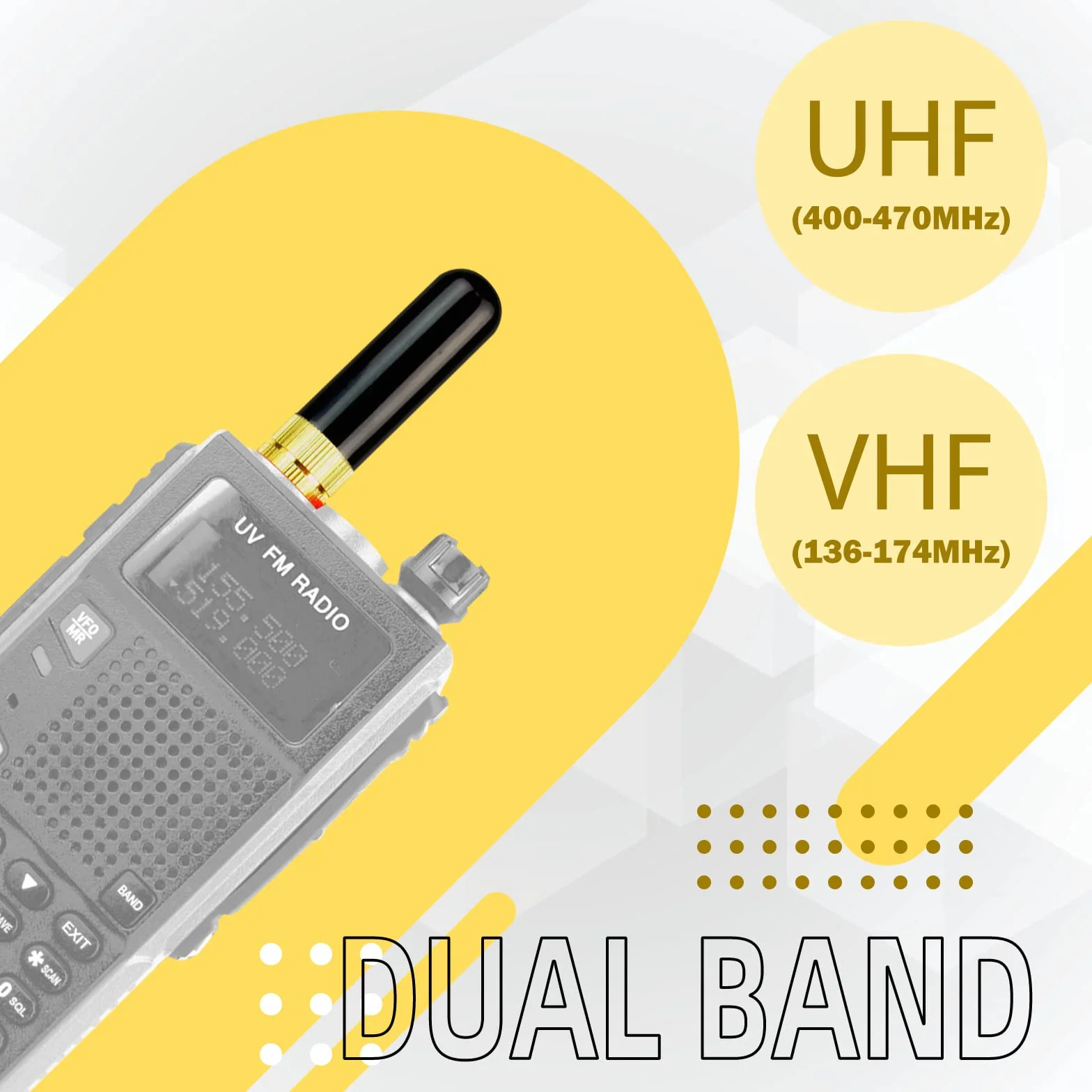 Retevis RT805S Walkie Talkie Antenna Corta SMA-F Doppia Banda UHF VHF Compatibile con Baofeng UV-5R BF-888S