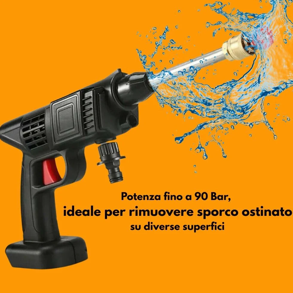 Idropulitrice Portatile a Doppia Batteria 48V Max | 90 Bar di Pressione con Ugello Multispruzzo 6 in 1