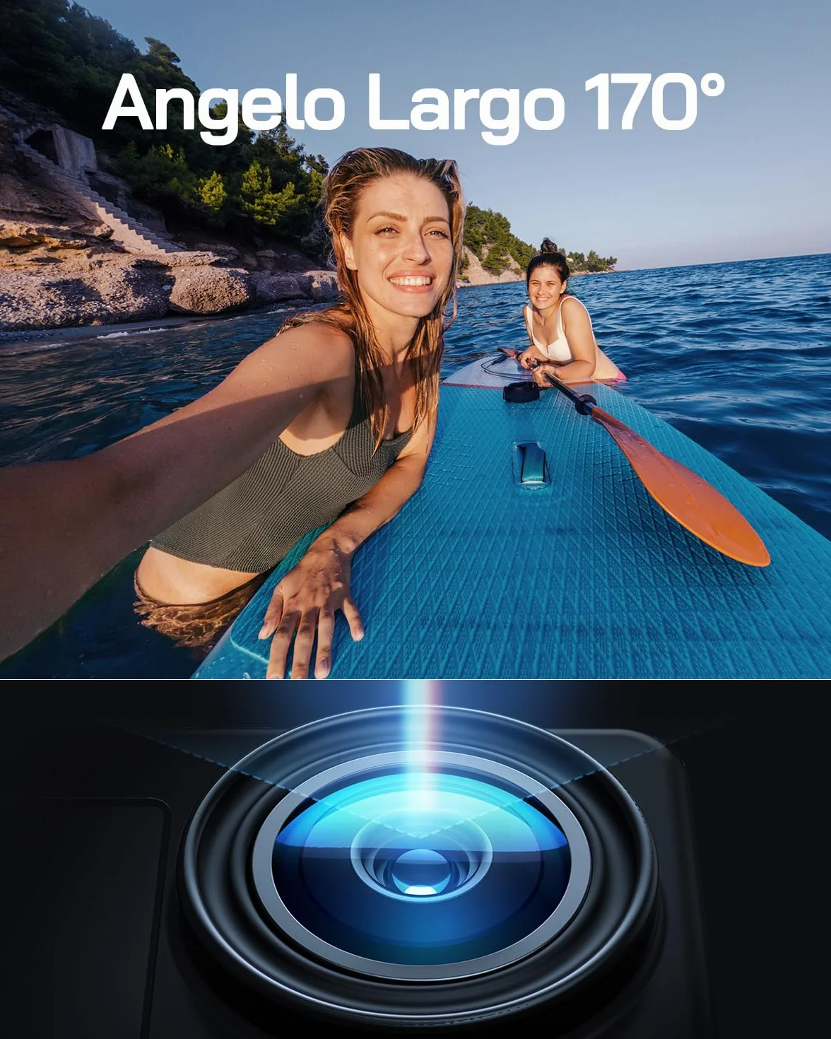 WOLFANG Action Camera 4K 30FPS 20MP WIFI 170° Wide Angle 40M Waterproof with External Mic Remote 2 Batteries