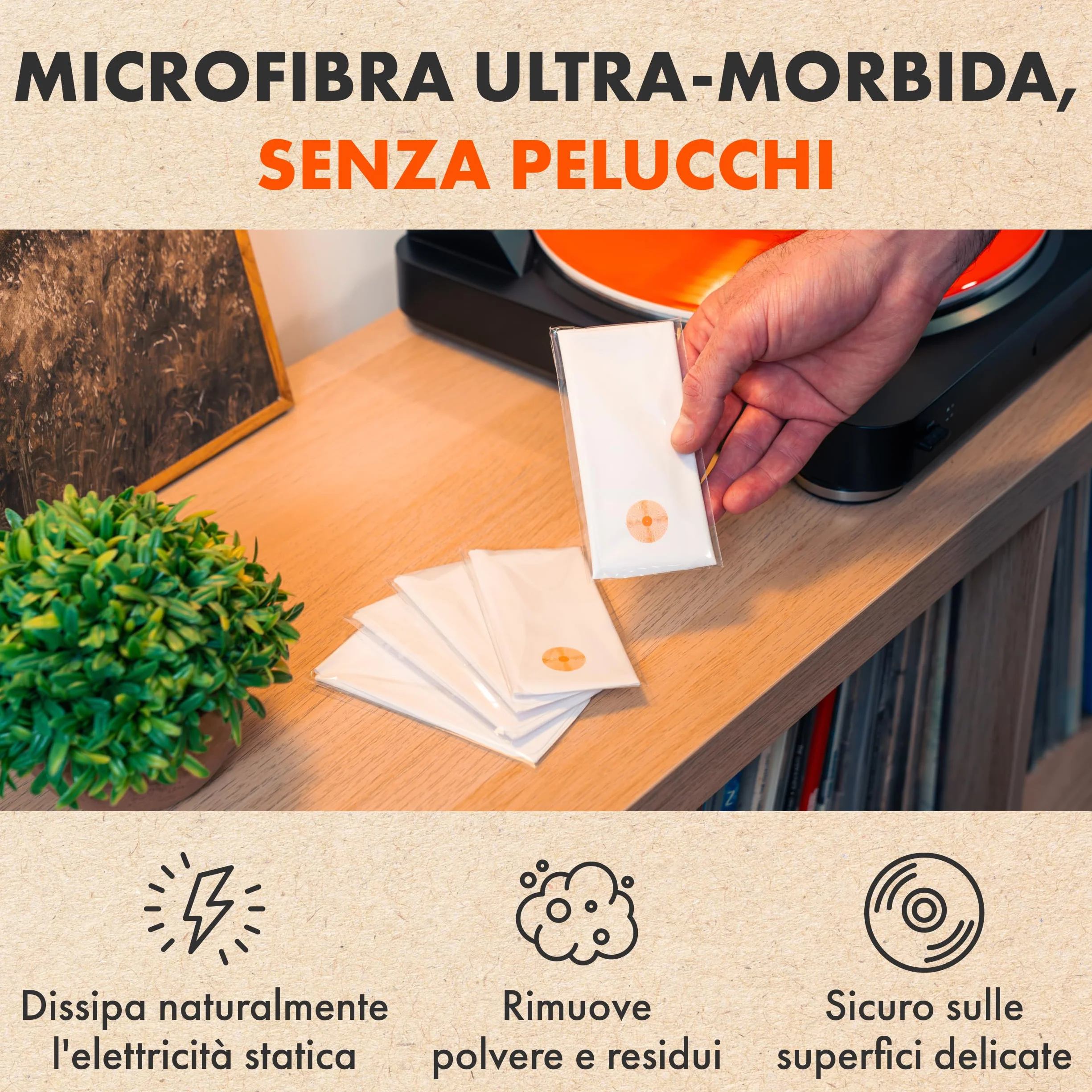 SPINCARE Panni Antistatici Per Dischi In Vinile Microfibra 24x16,5 cm