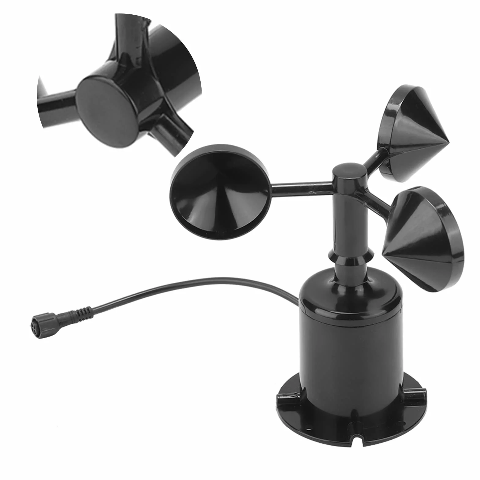 Dispositivo di misurazione del Vento, anemometro a impulsi della velocità del Vento 0-70 m/s 3 Tazze Misura l'anemometro del sensore della velocità del Vento