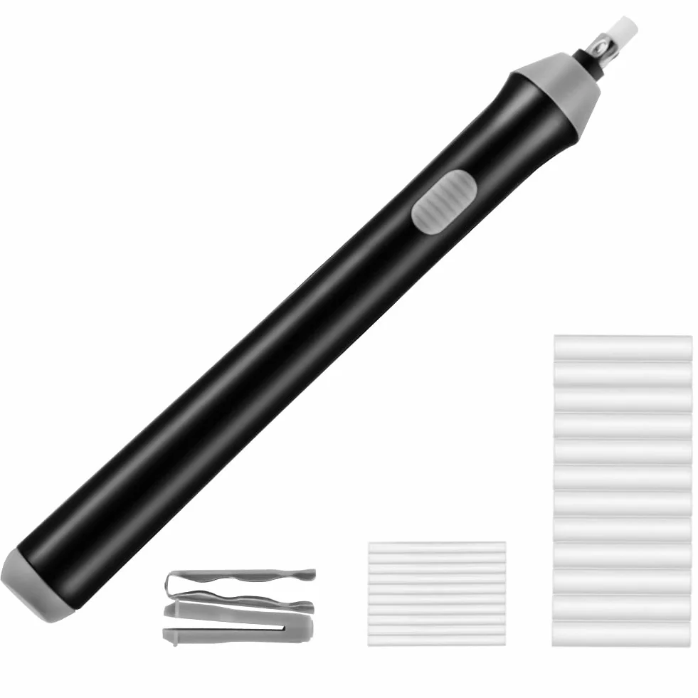 OFFCUP Gomma Elettrica Penna a Batteria Portatile Automatica con 22 Ricariche per Disegno Schizzi Appunti Nero