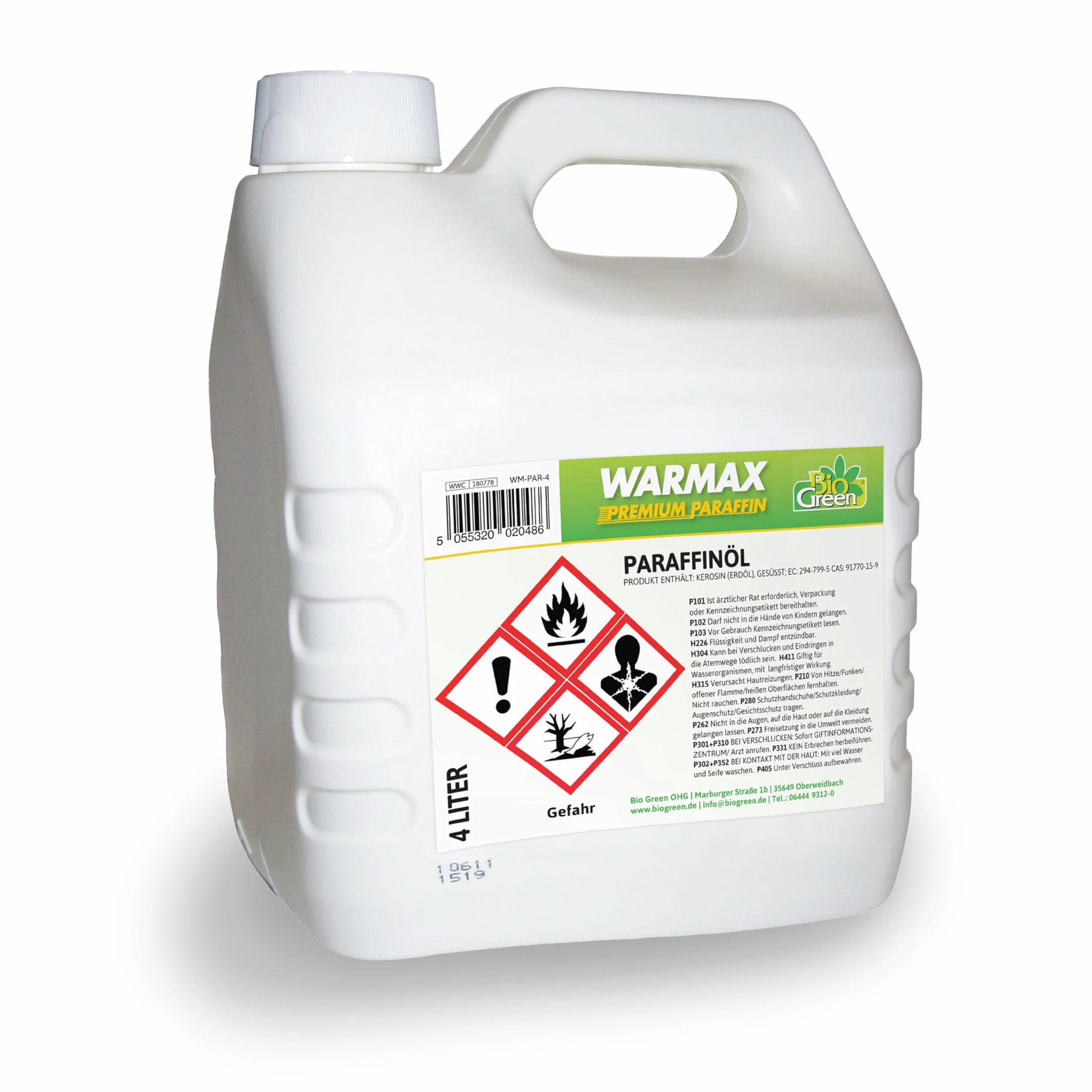 Bio Green Olio di paraffina Warmax per riscaldamento a serra, tanica, 4 litri