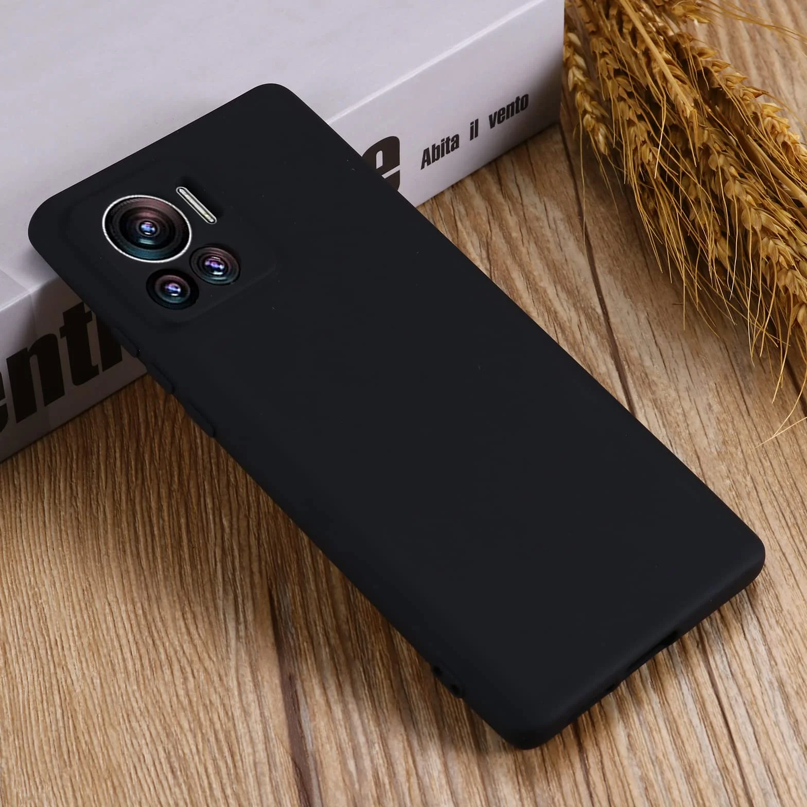 Motorola Edge 30 Ultra etui silikonowe z mikrofibrą, obudowa ochronna (Czarny)