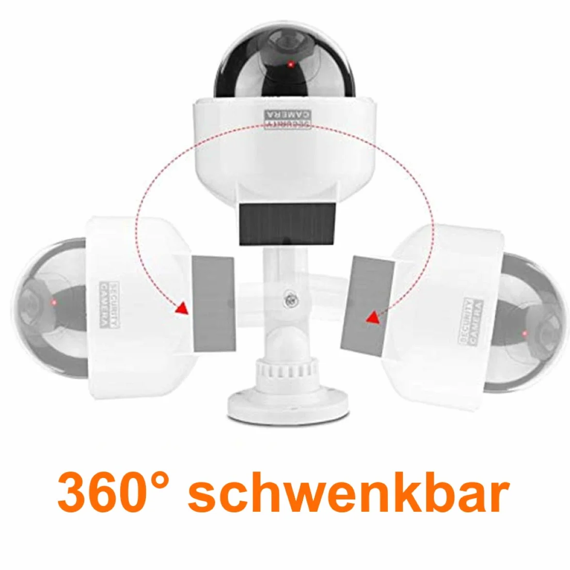 O&W Security Dome Telecamera di sorveglianza solare finta per esterni con LED rossa