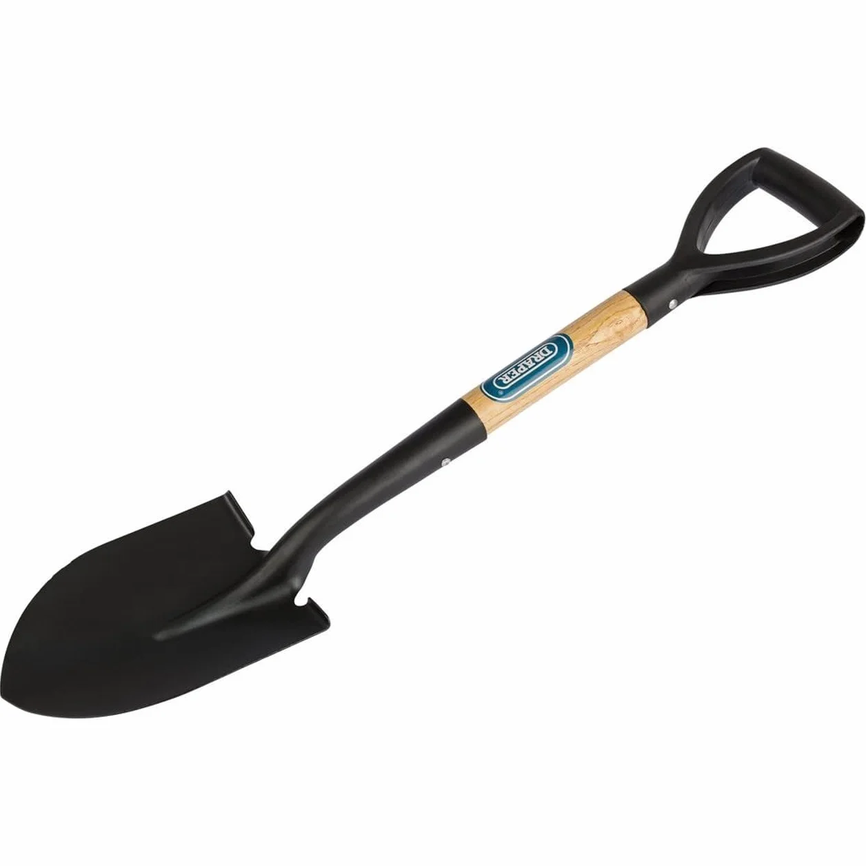Draper, 15072, mini pala a punta arrotondata, con manico in legno, nero, 15072, 0V