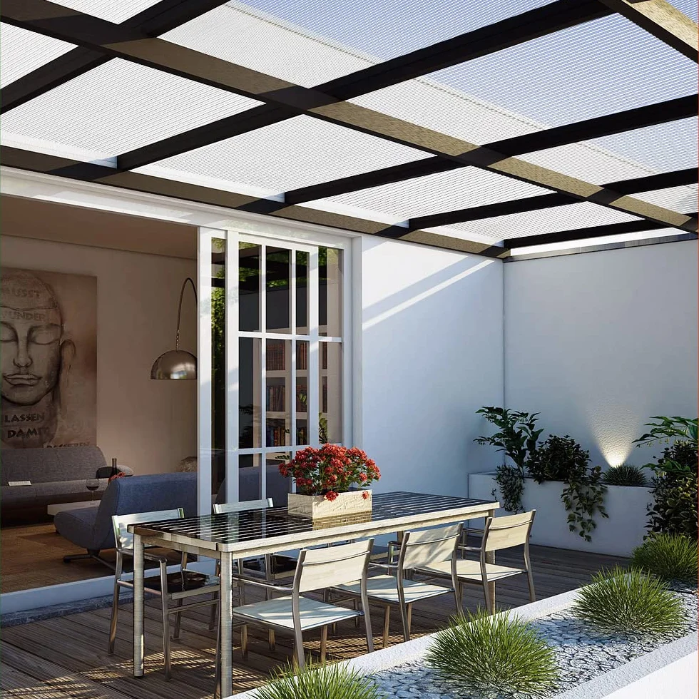 GARDEBRUK® 14 Fogli Policarbonato Alveolari 4mm 121x60,5cm 10,3m² Pannelli Copertura Tettoia