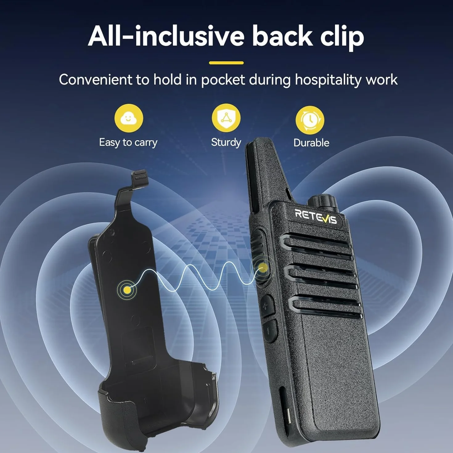 Retevis RT622 Walkie-Talkie 10 Pezzi Professionale Ristorante Ospitalità Nero