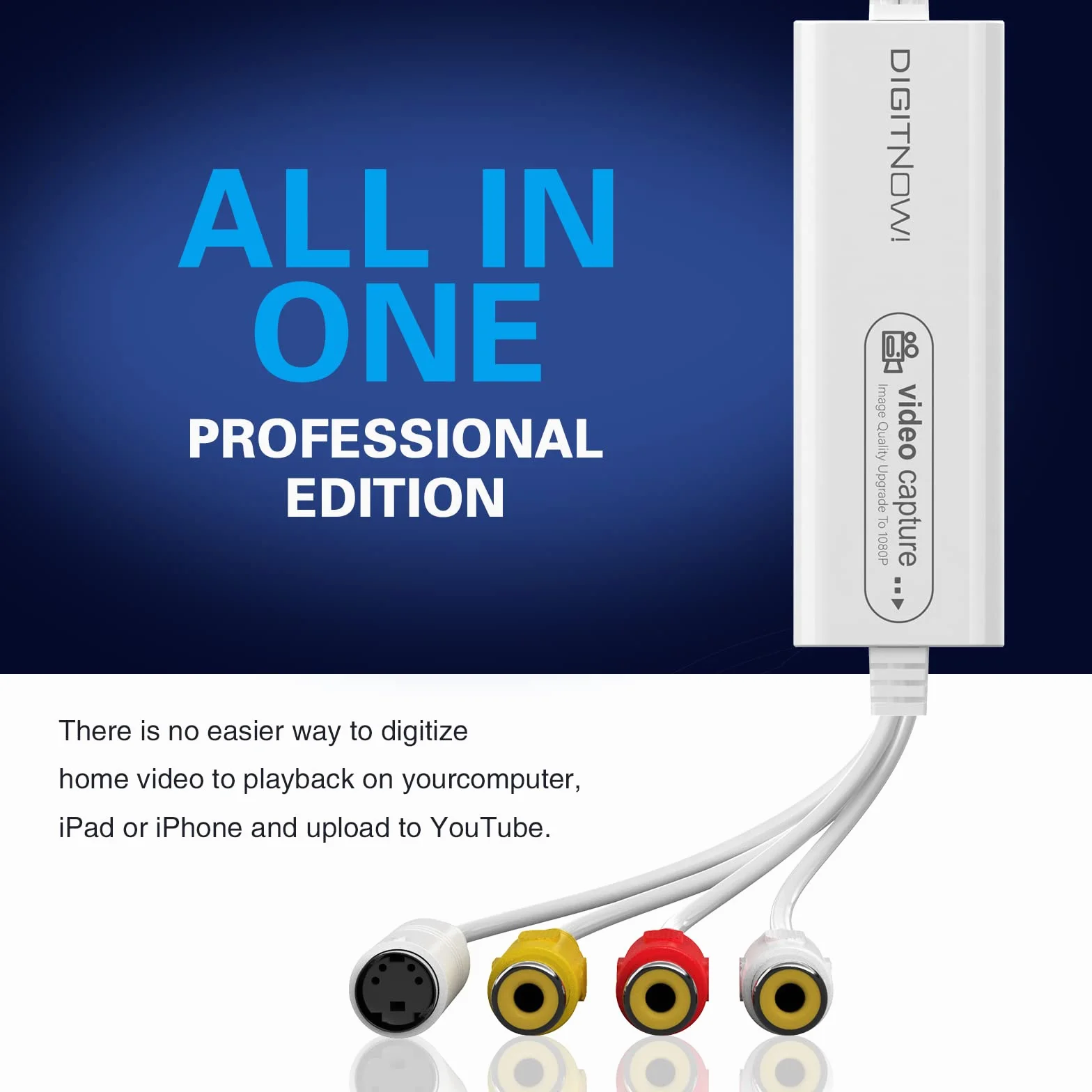 DIGITNOW! USB 2.0 Video Capture Card Pro Version 1080P 30Hz VHS to Digital Converter