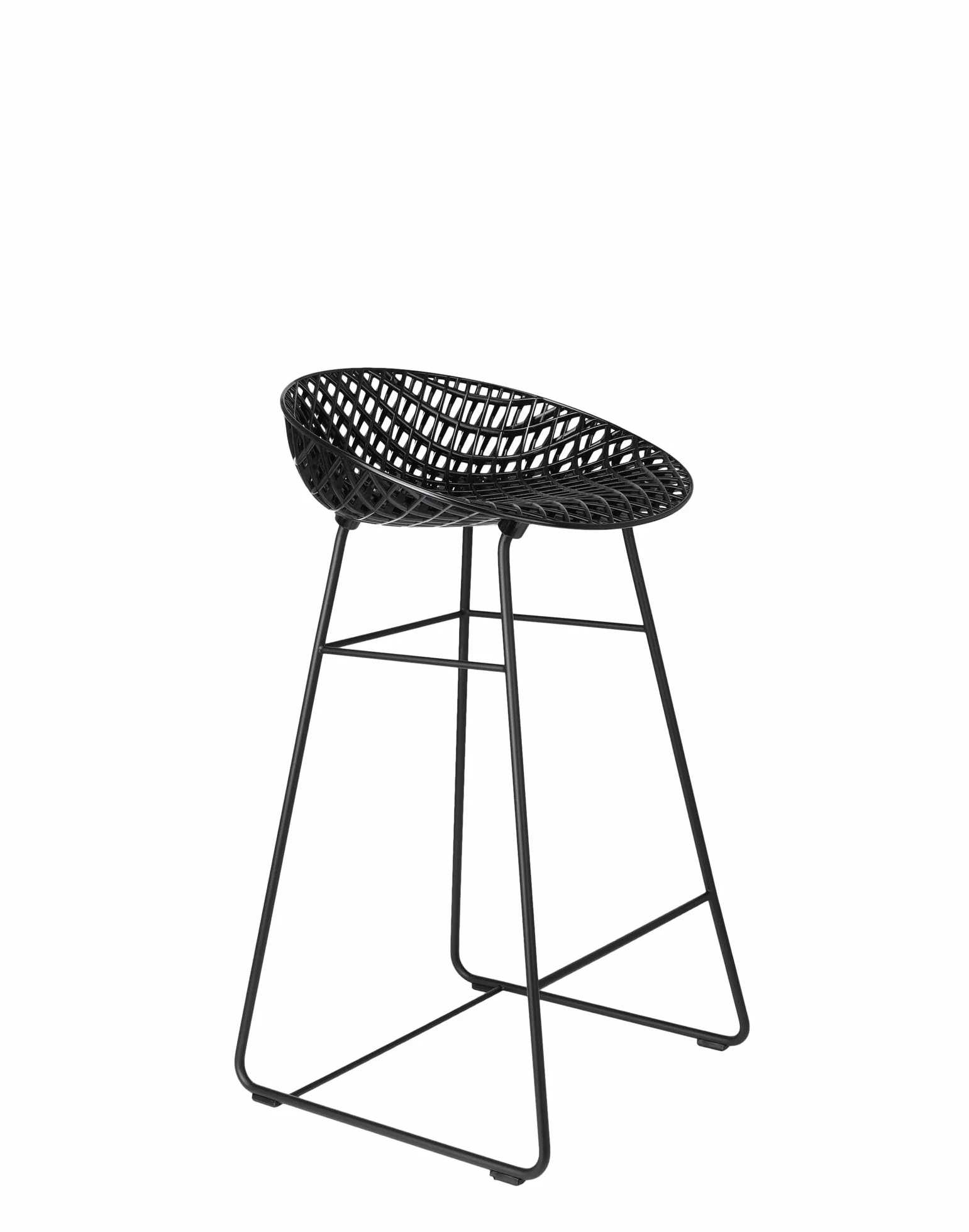 Kartell Smatrik Stool Outdoor, Sgabello, Nero con struttura nera